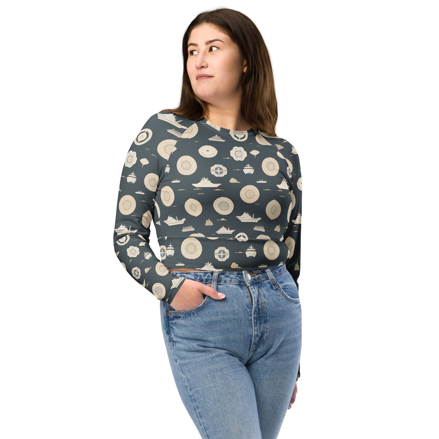 Recycled long-sleeve crop top