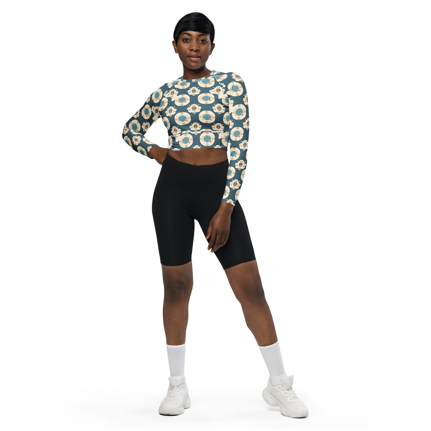 Recycled long-sleeve crop top