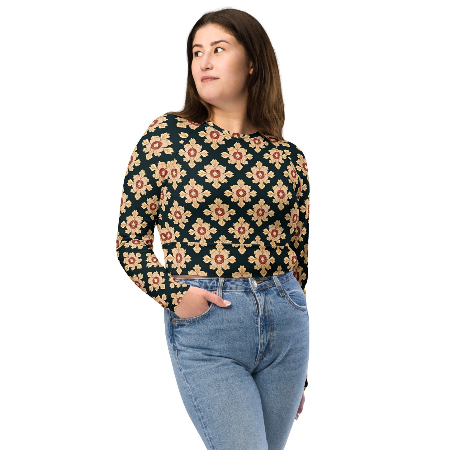 Recycled long-sleeve crop top