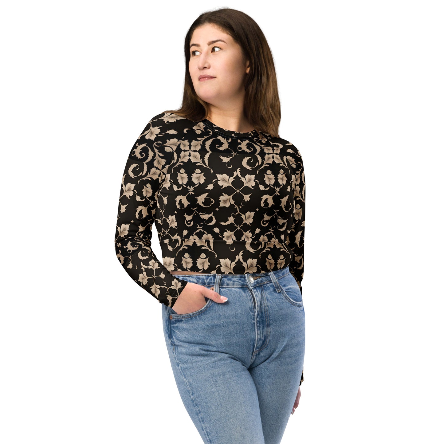 Recycled long-sleeve crop top