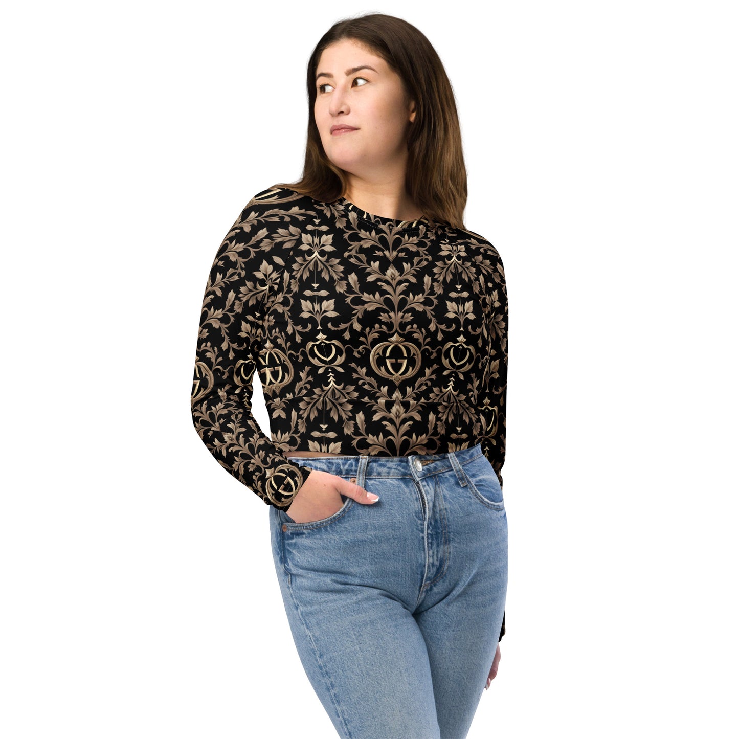 Recycled long-sleeve crop top