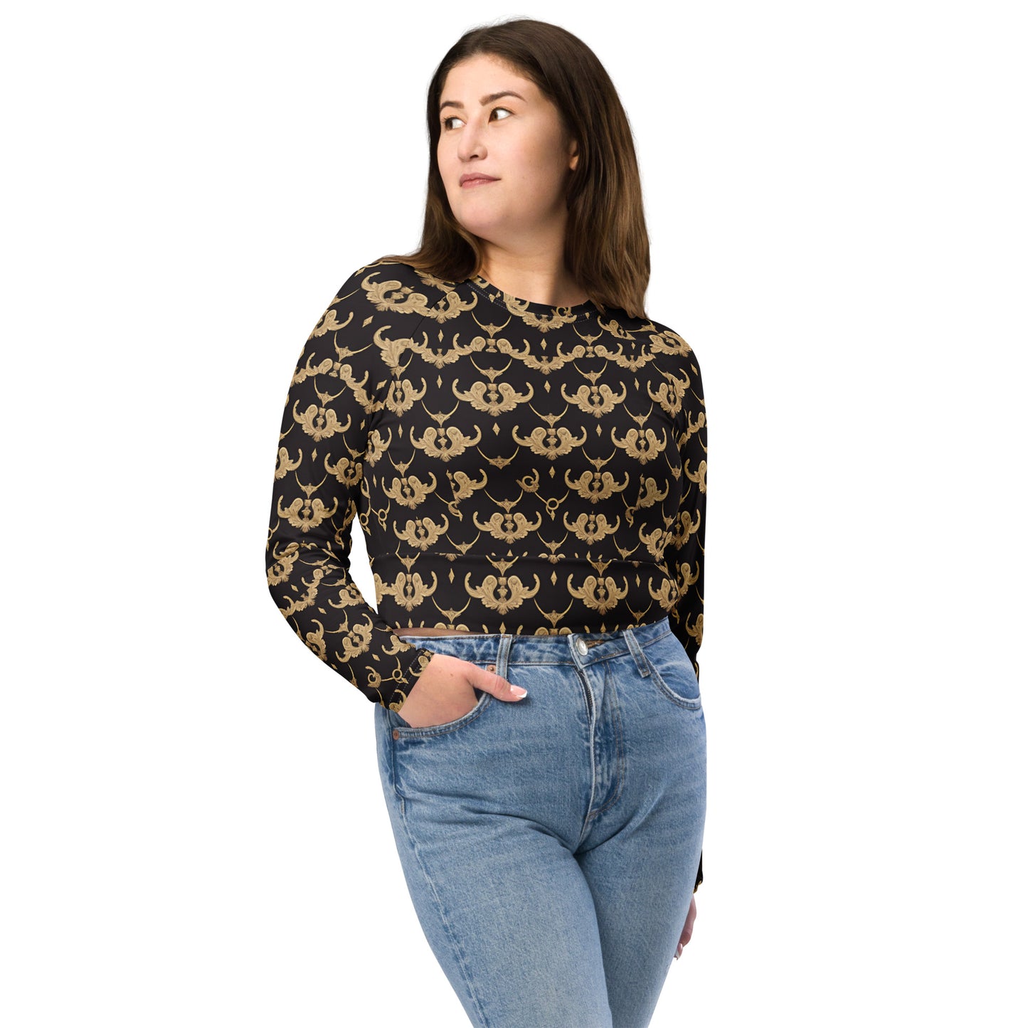 Recycled long-sleeve crop top