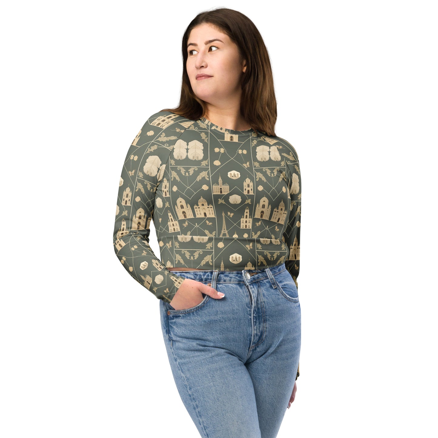 Recycled long-sleeve crop top