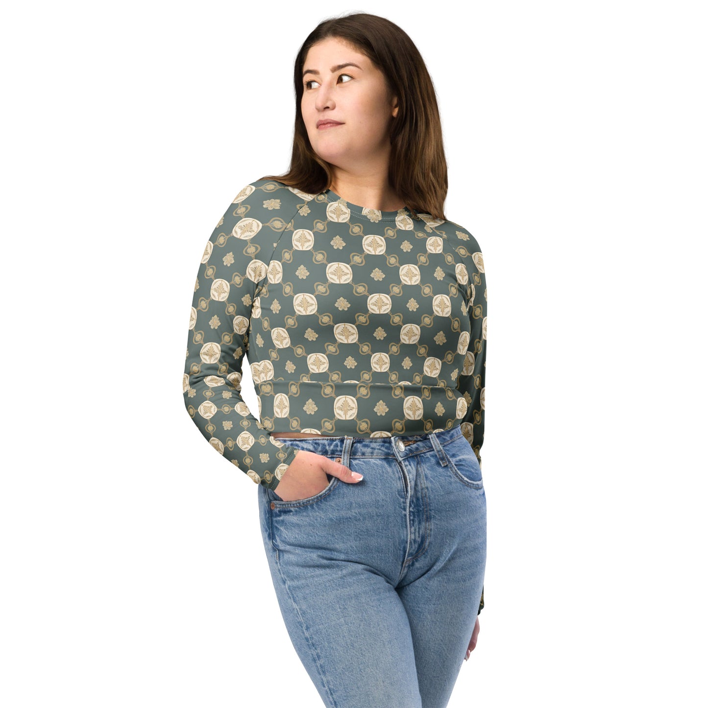 Recycled long-sleeve crop top