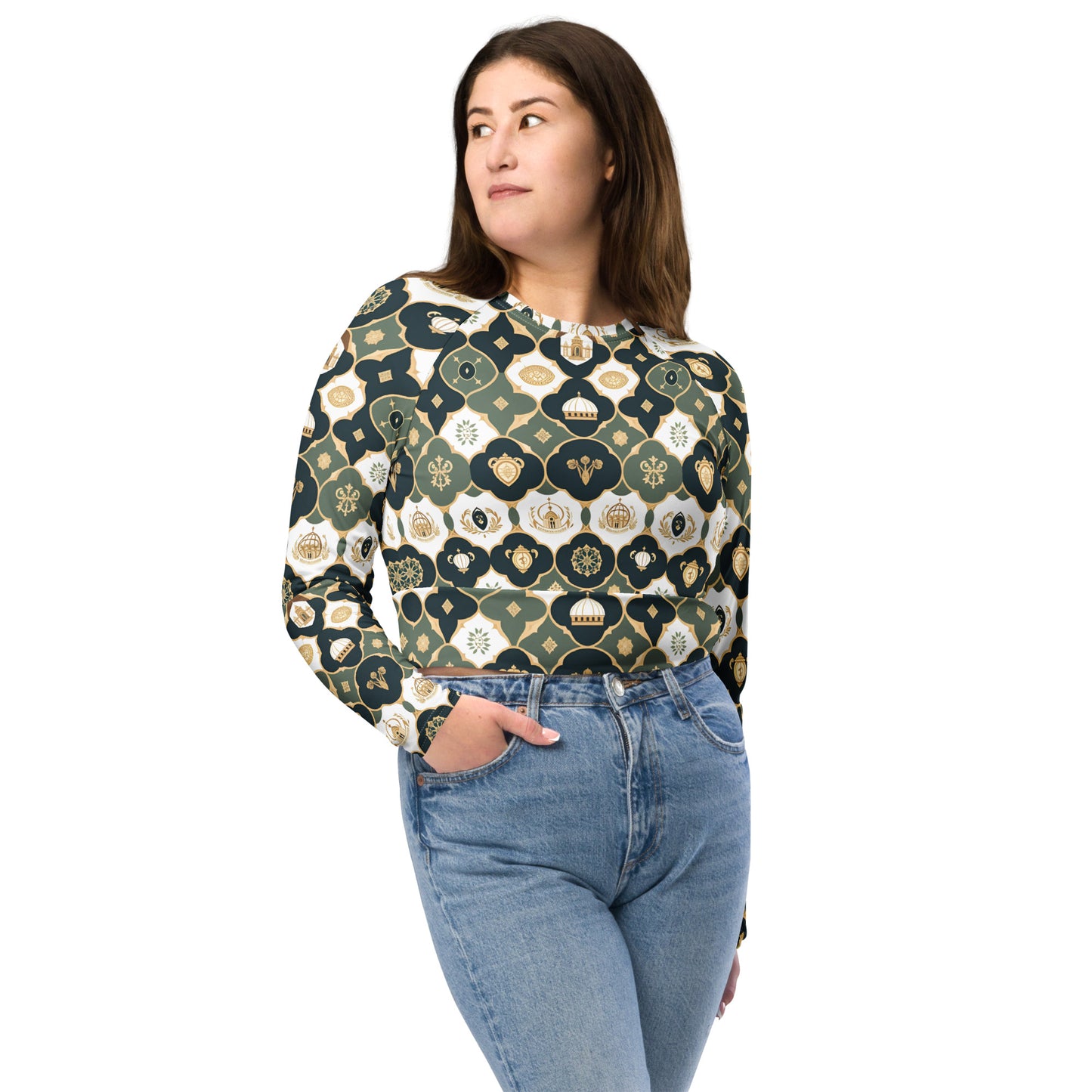 Recycled long-sleeve crop top