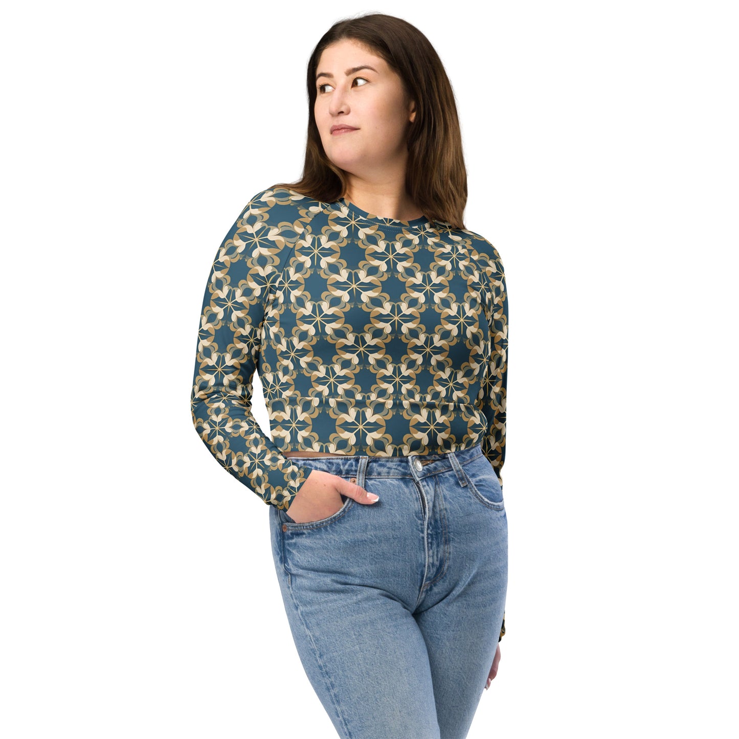 Recycled long-sleeve crop top