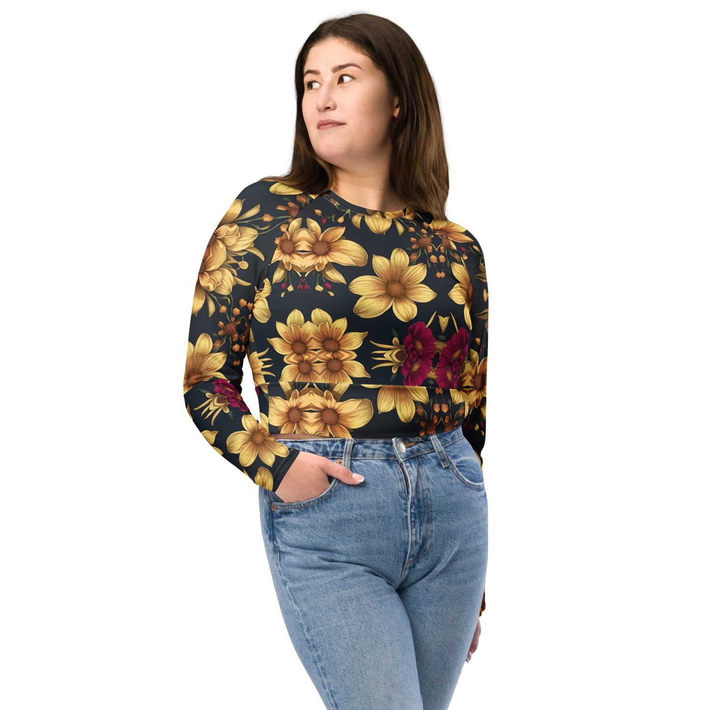 Recycled long-sleeve crop top