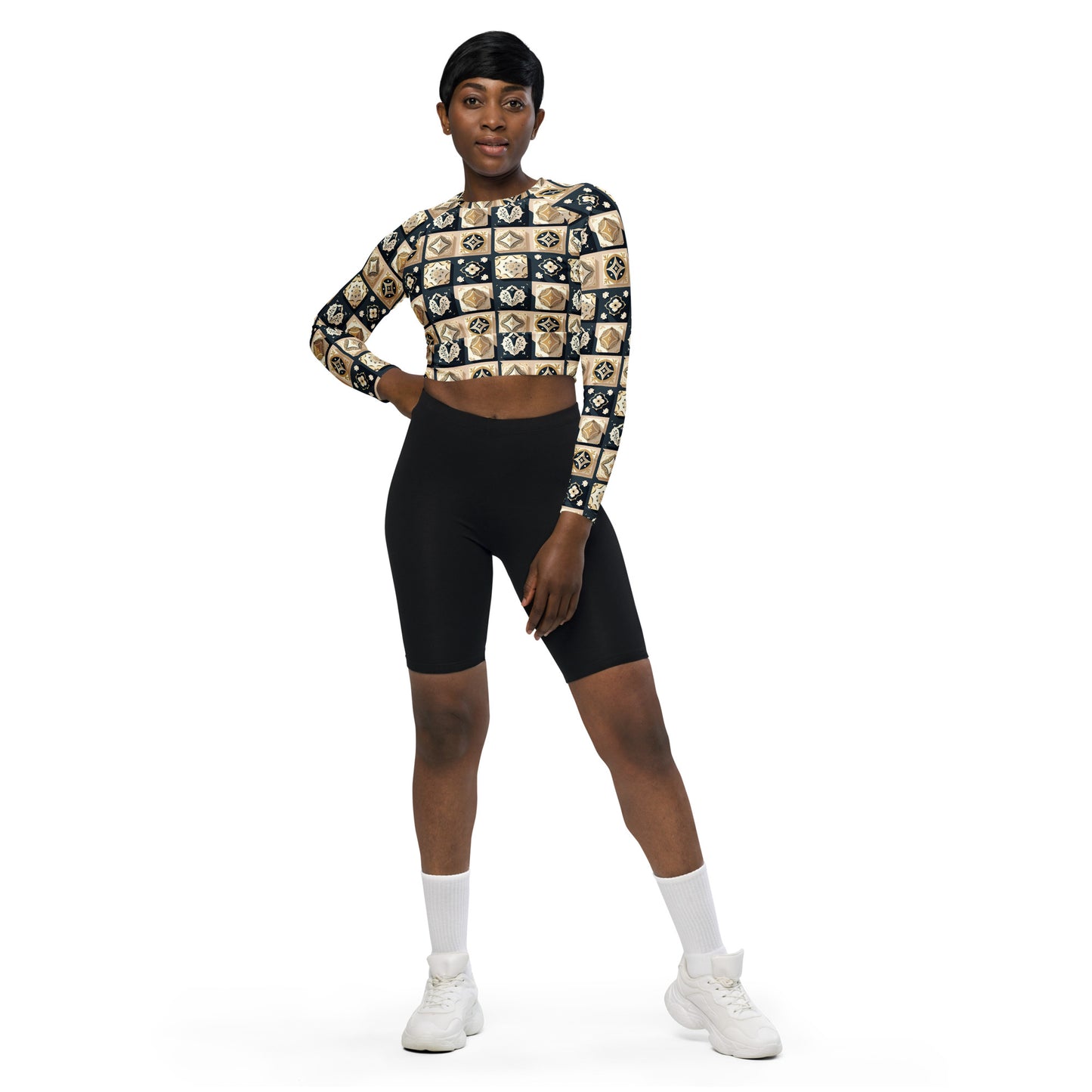 Recycled long-sleeve crop top