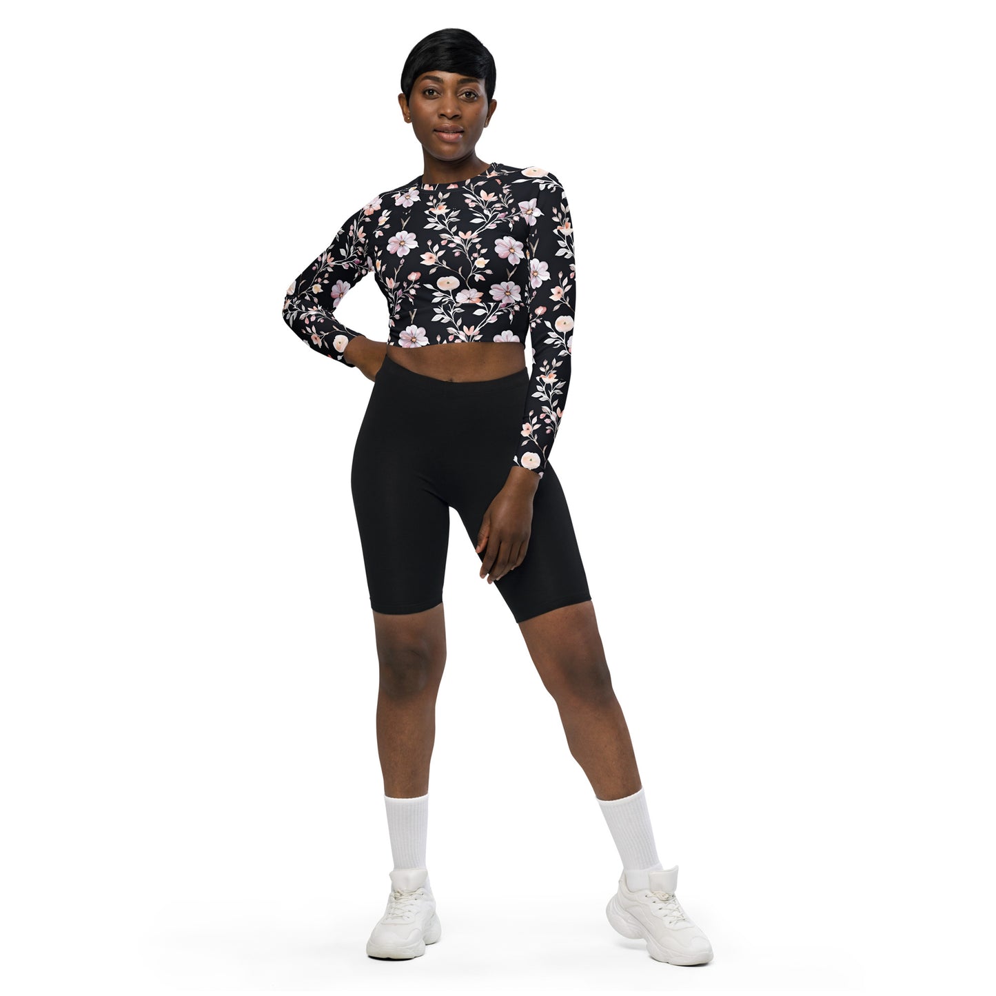 Recycled long-sleeve crop top