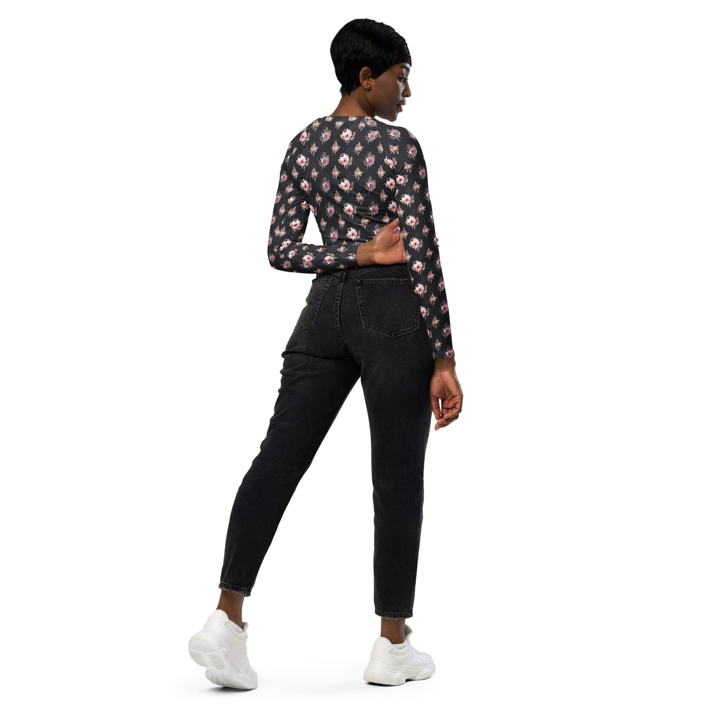 Recycled long-sleeve crop top