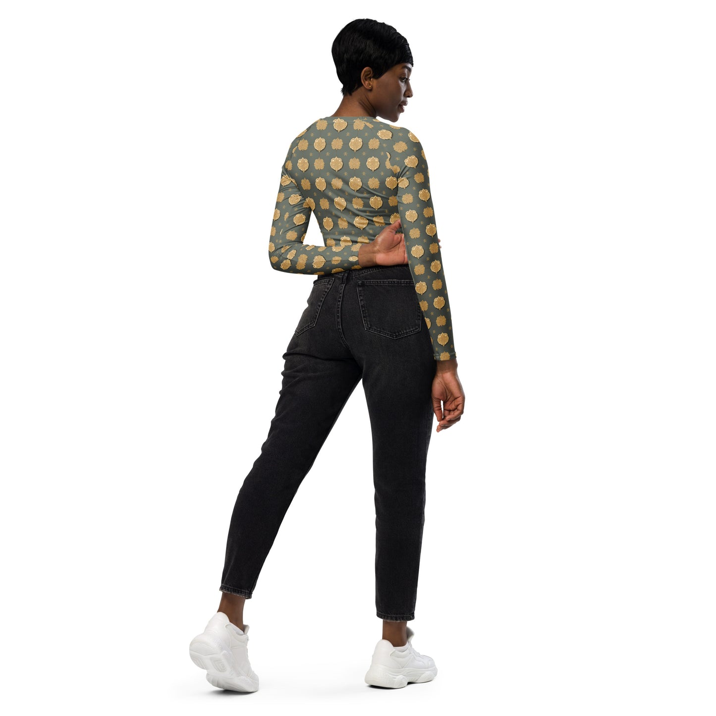 Recycled long-sleeve crop top