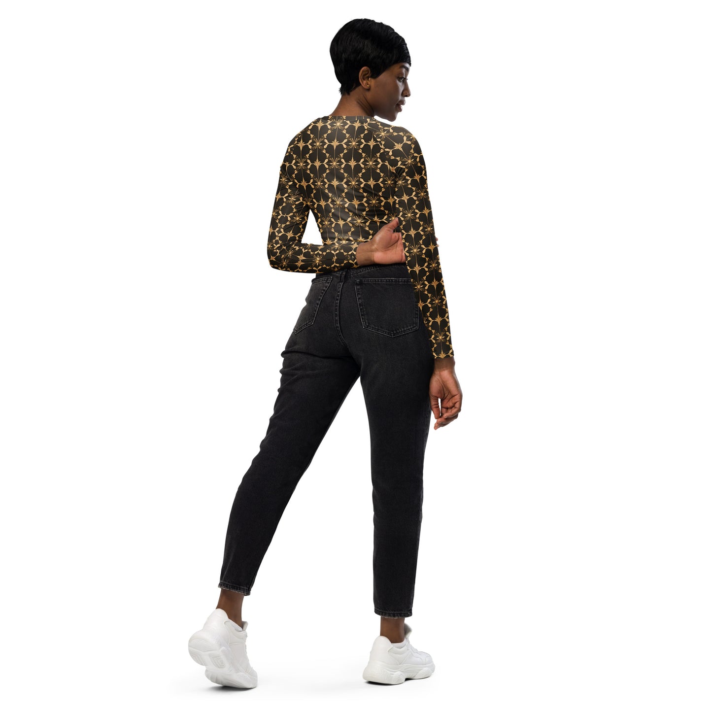 Recycled long-sleeve crop top