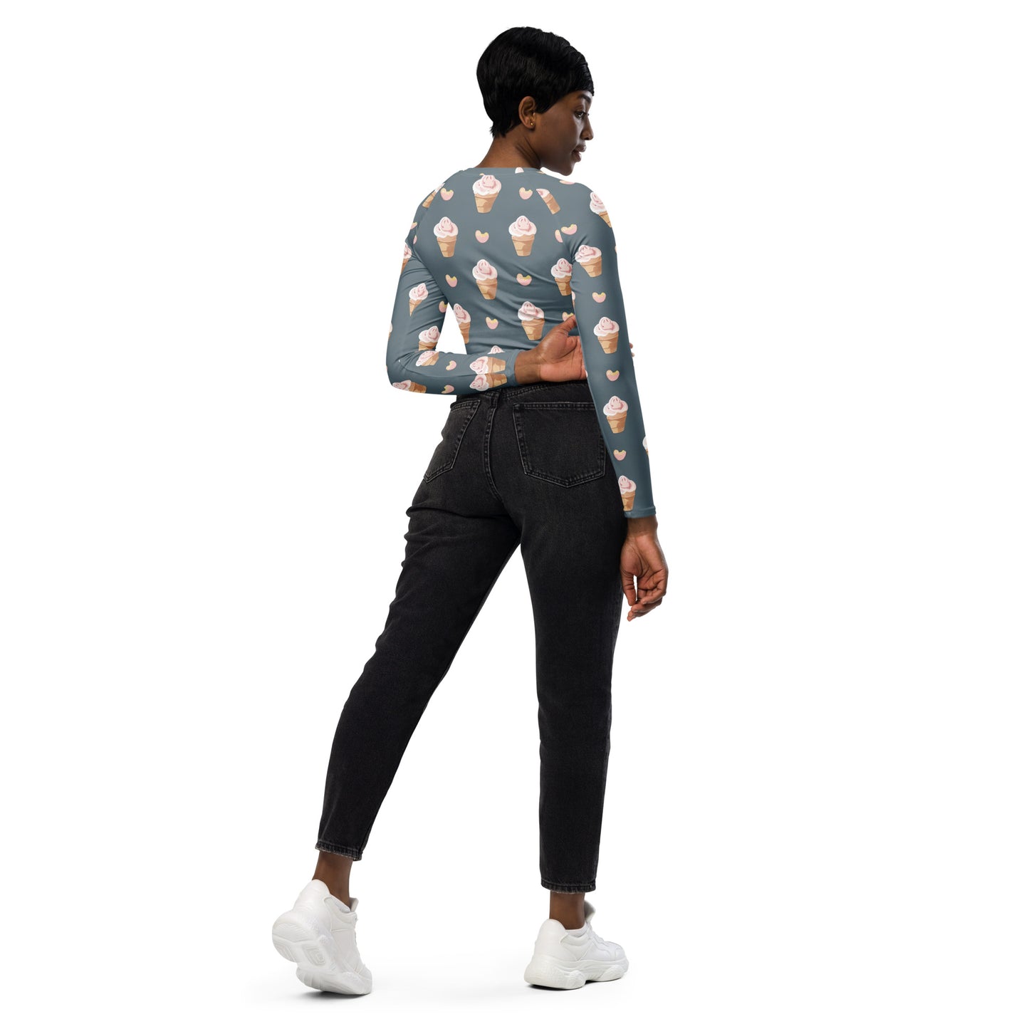 Recycled long-sleeve crop top