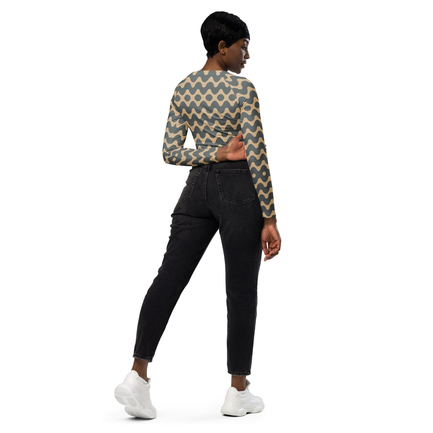 Recycled long-sleeve crop top