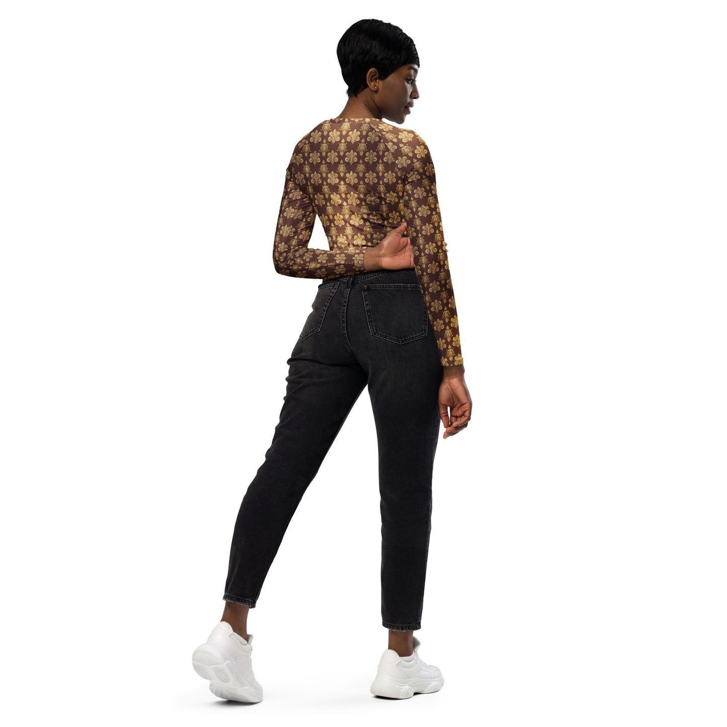 Recycled long-sleeve crop top