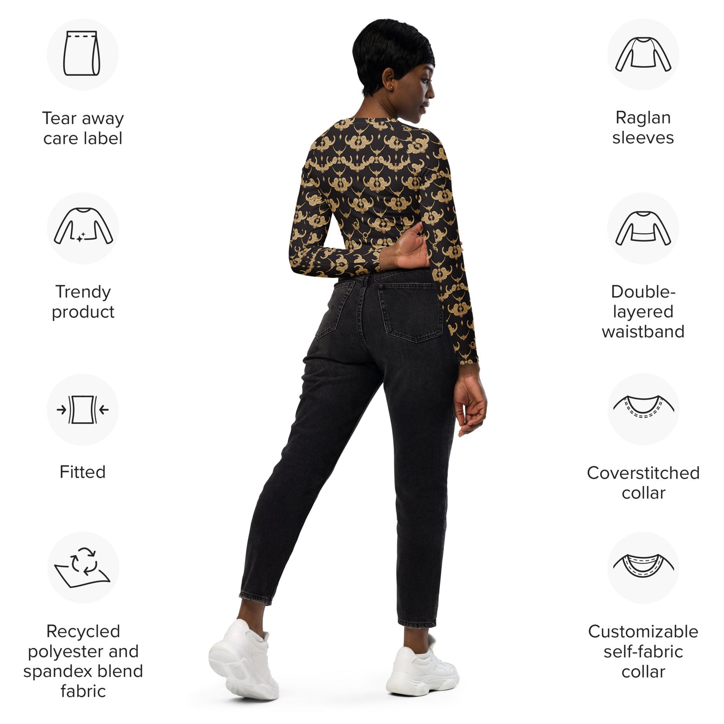 Recycled long-sleeve crop top