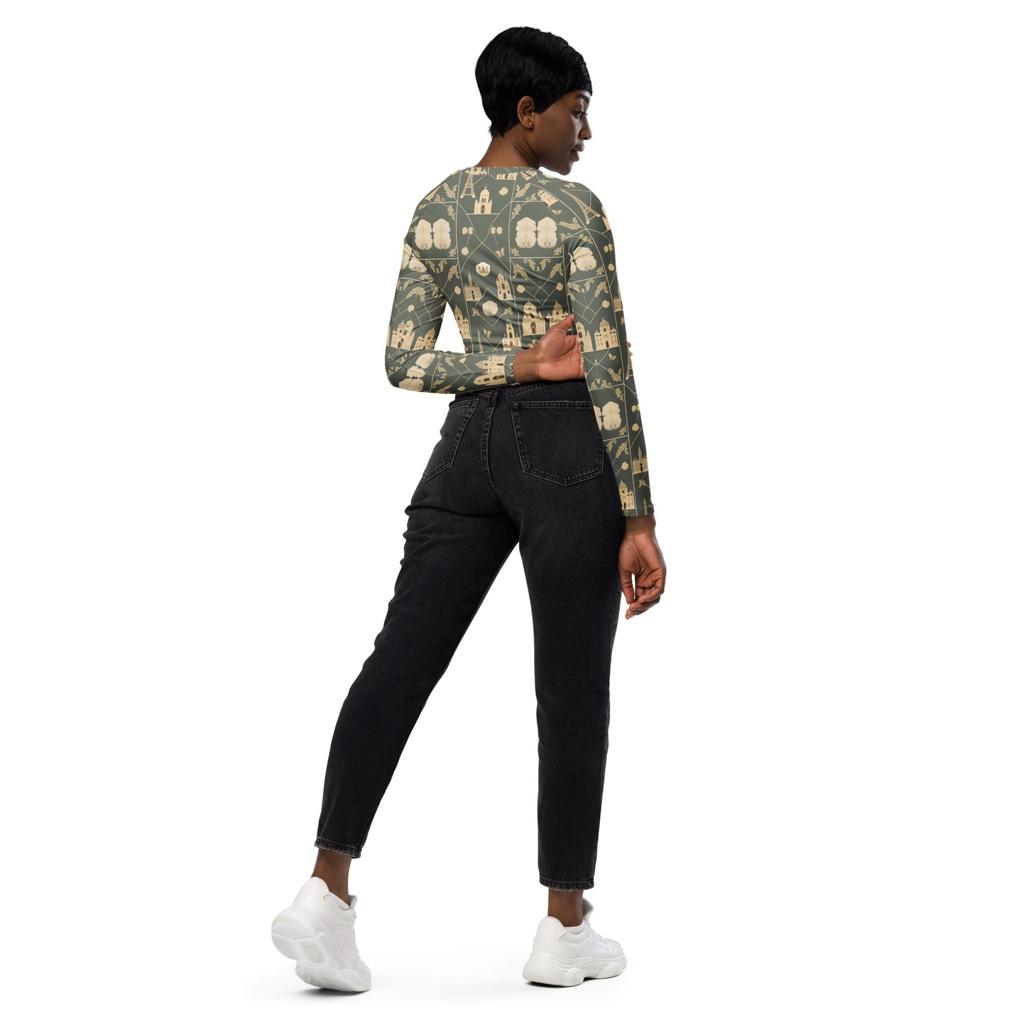 Recycled long-sleeve crop top