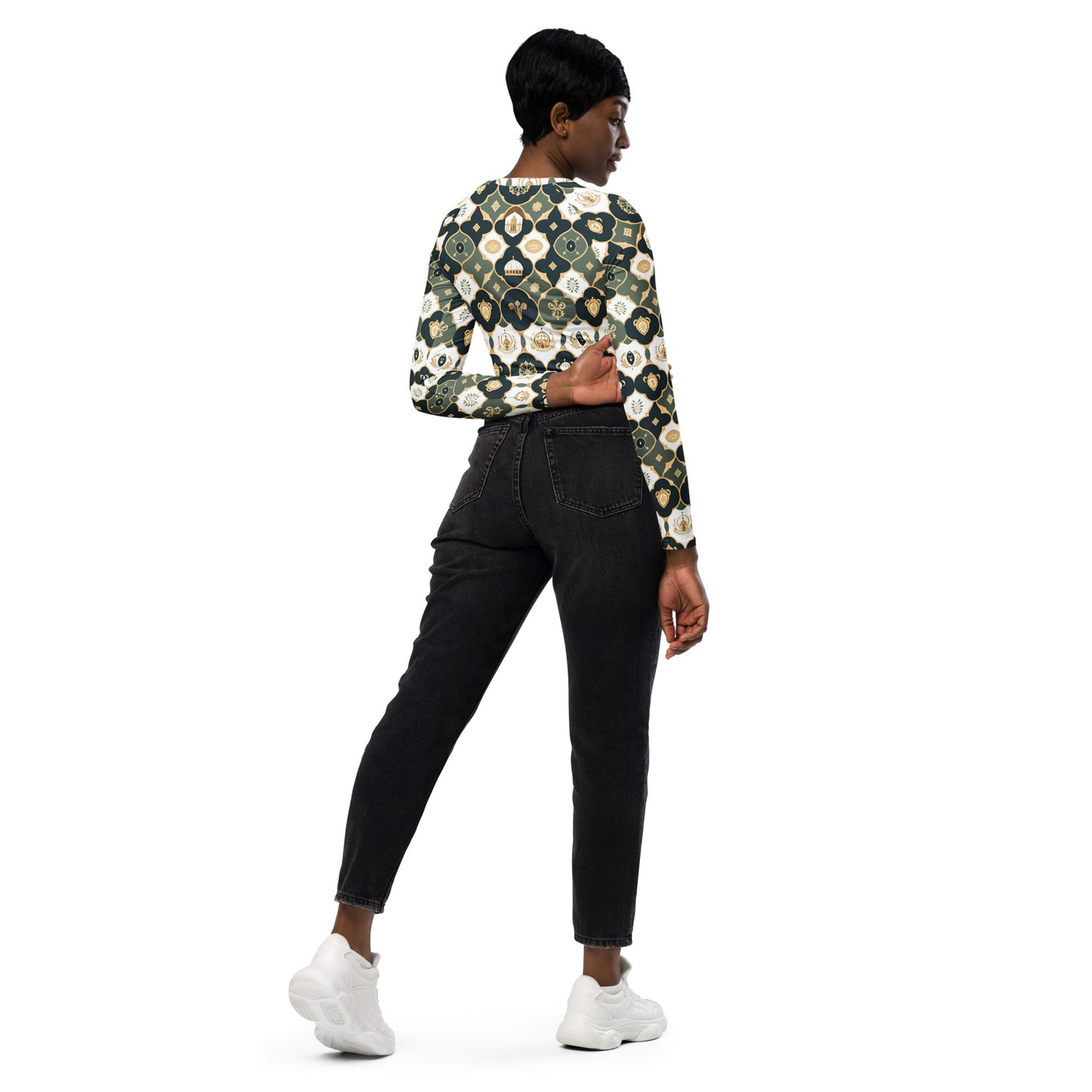 Recycled long-sleeve crop top