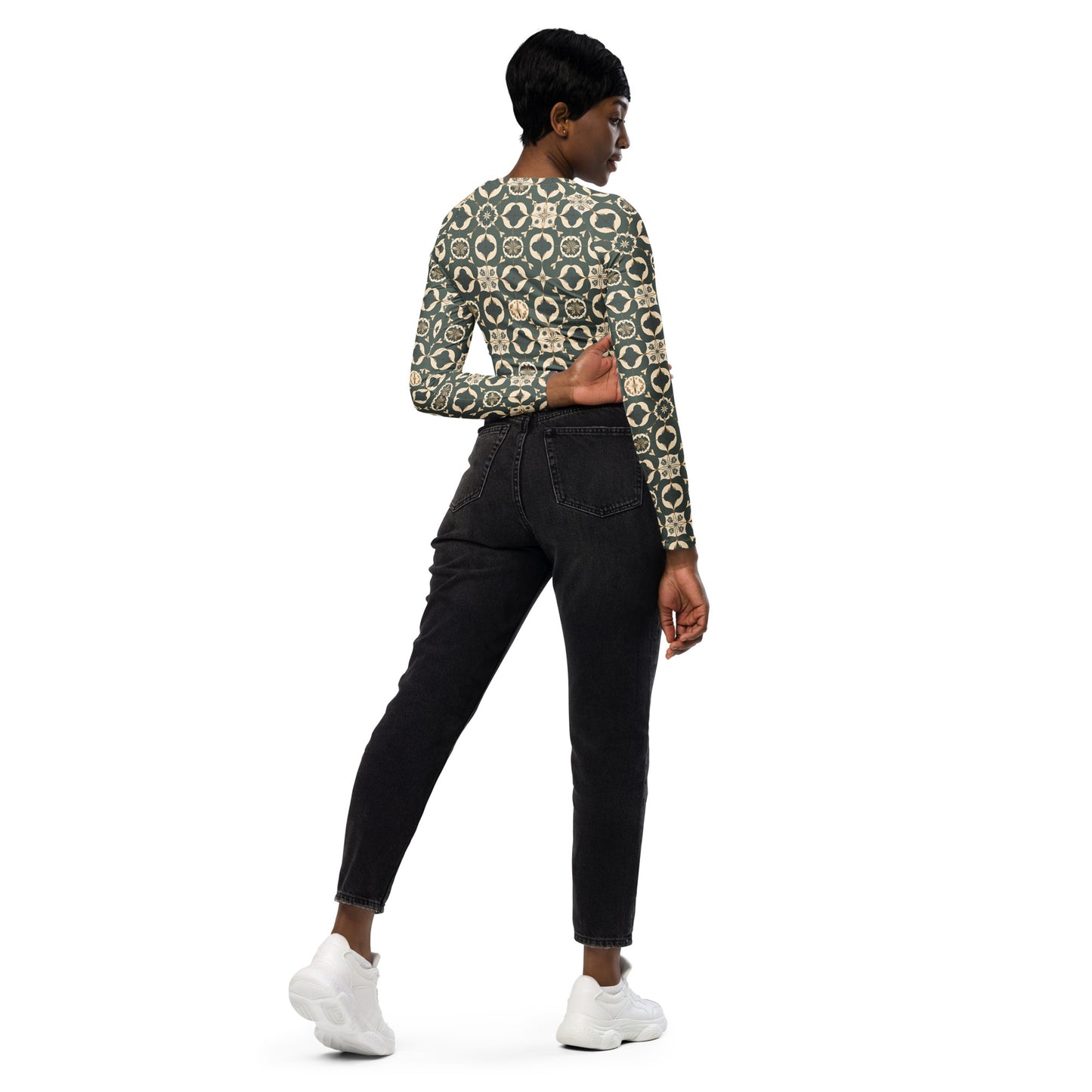 Recycled long-sleeve crop top