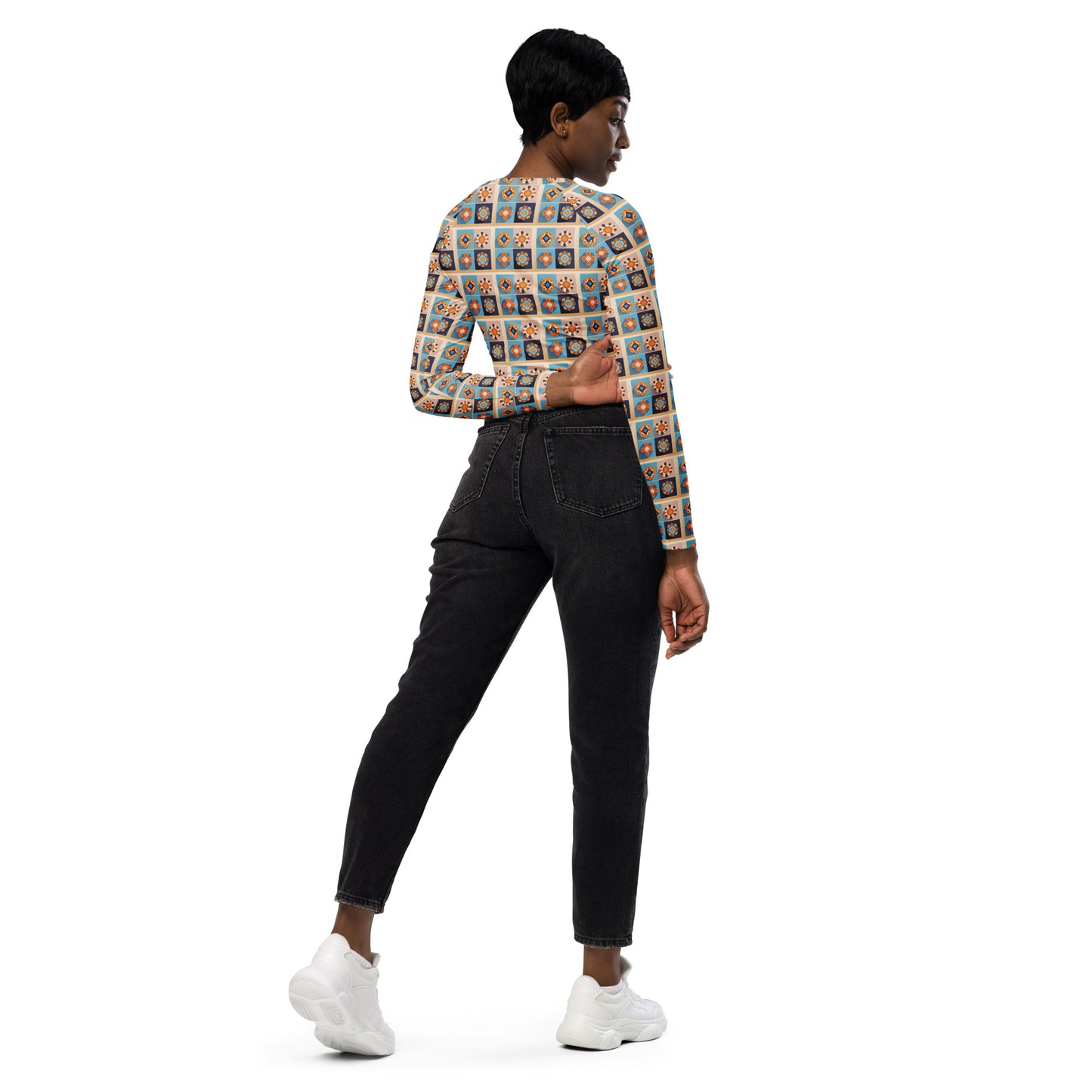 Recycled long-sleeve crop top