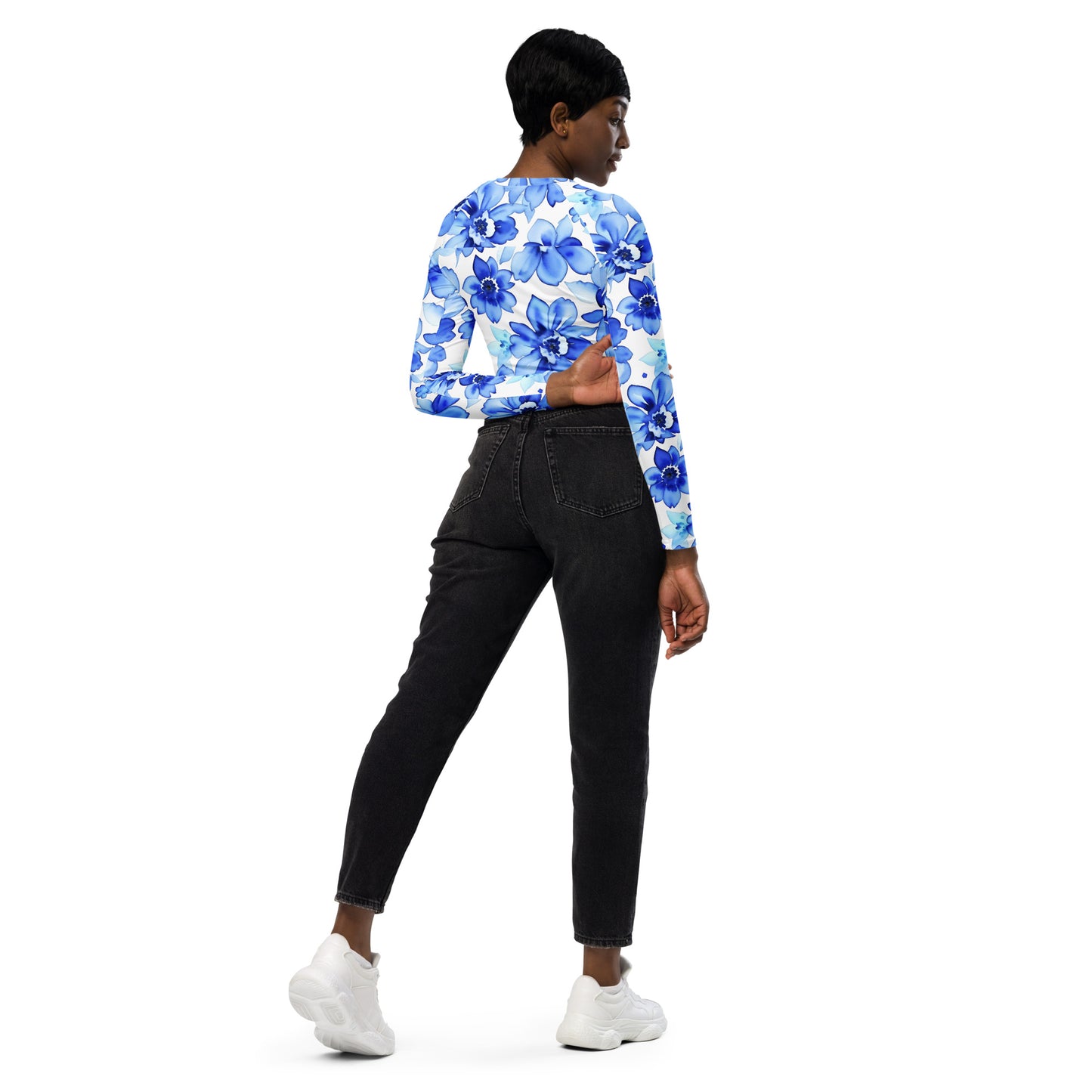 Recycled long-sleeve crop top