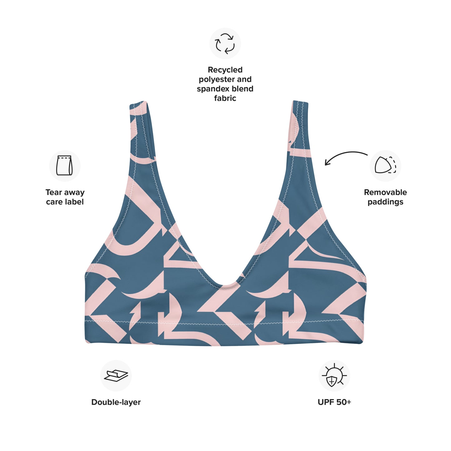 Recycled padded bikini top