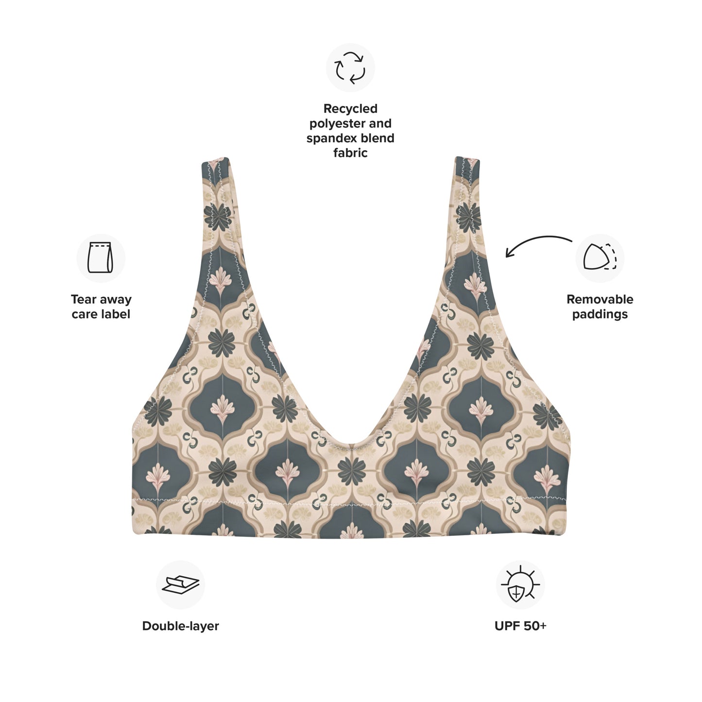 Recycled padded bikini top