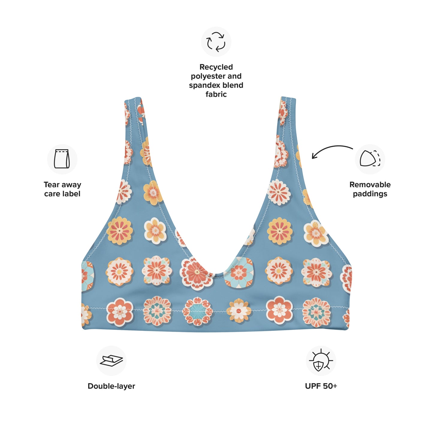 Recycled padded bikini top