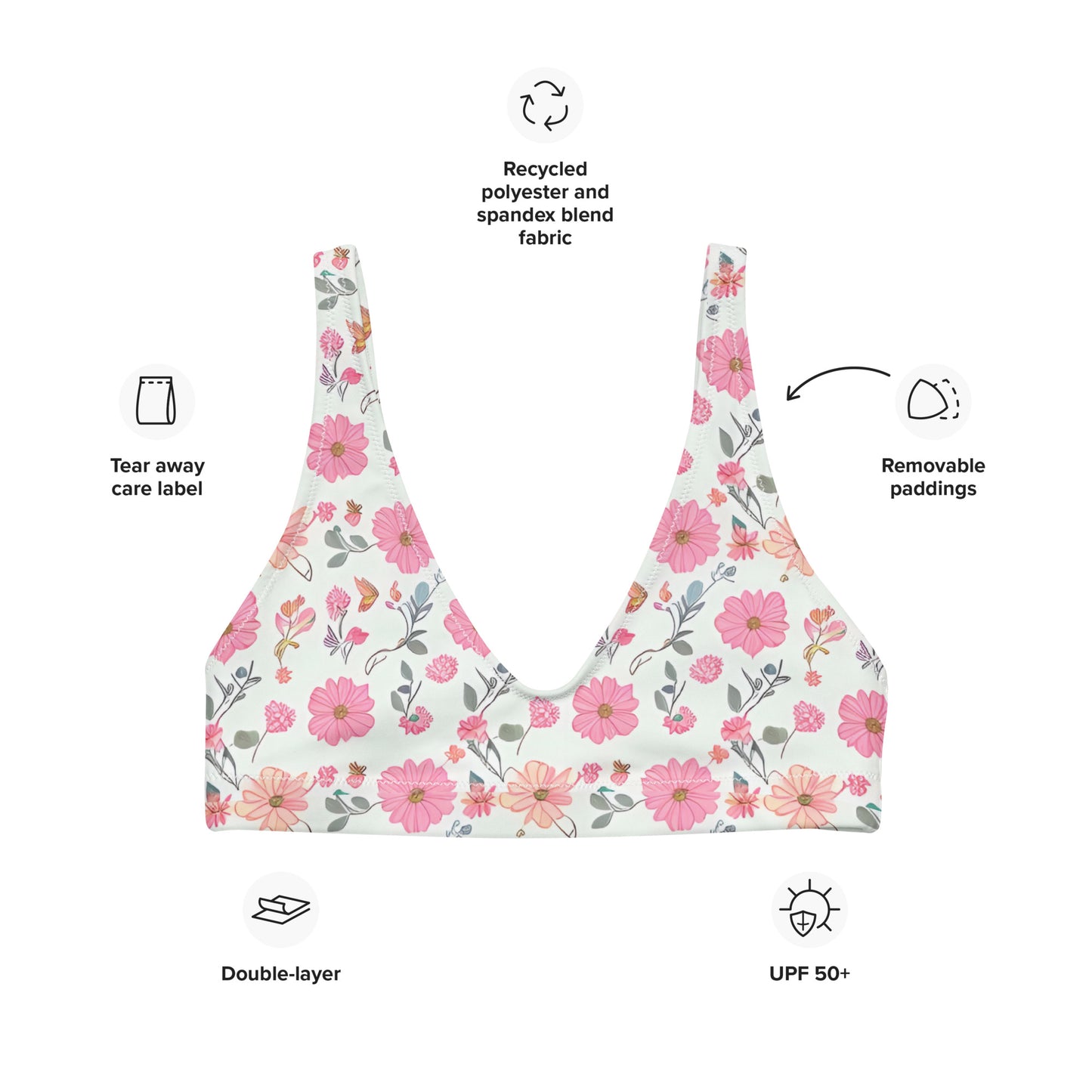 Recycled padded bikini top