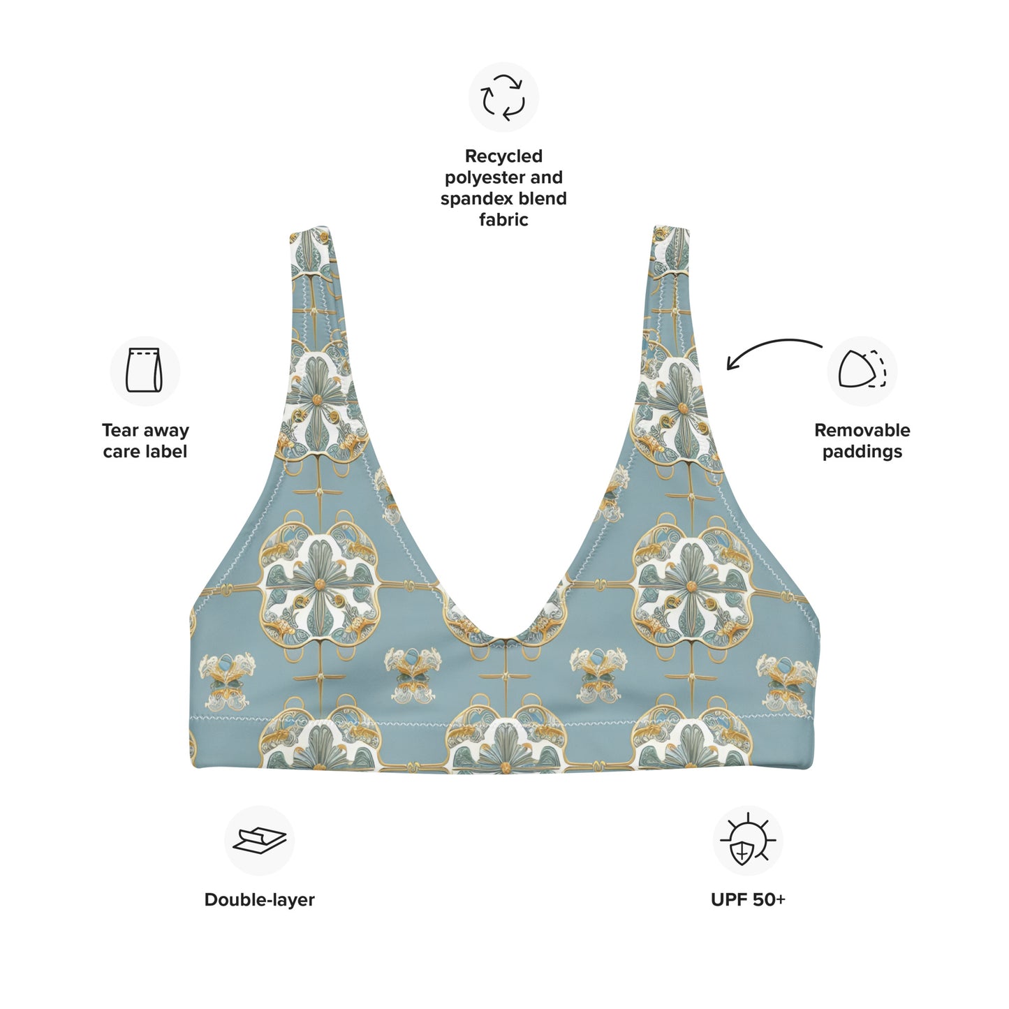 Recycled padded bikini top