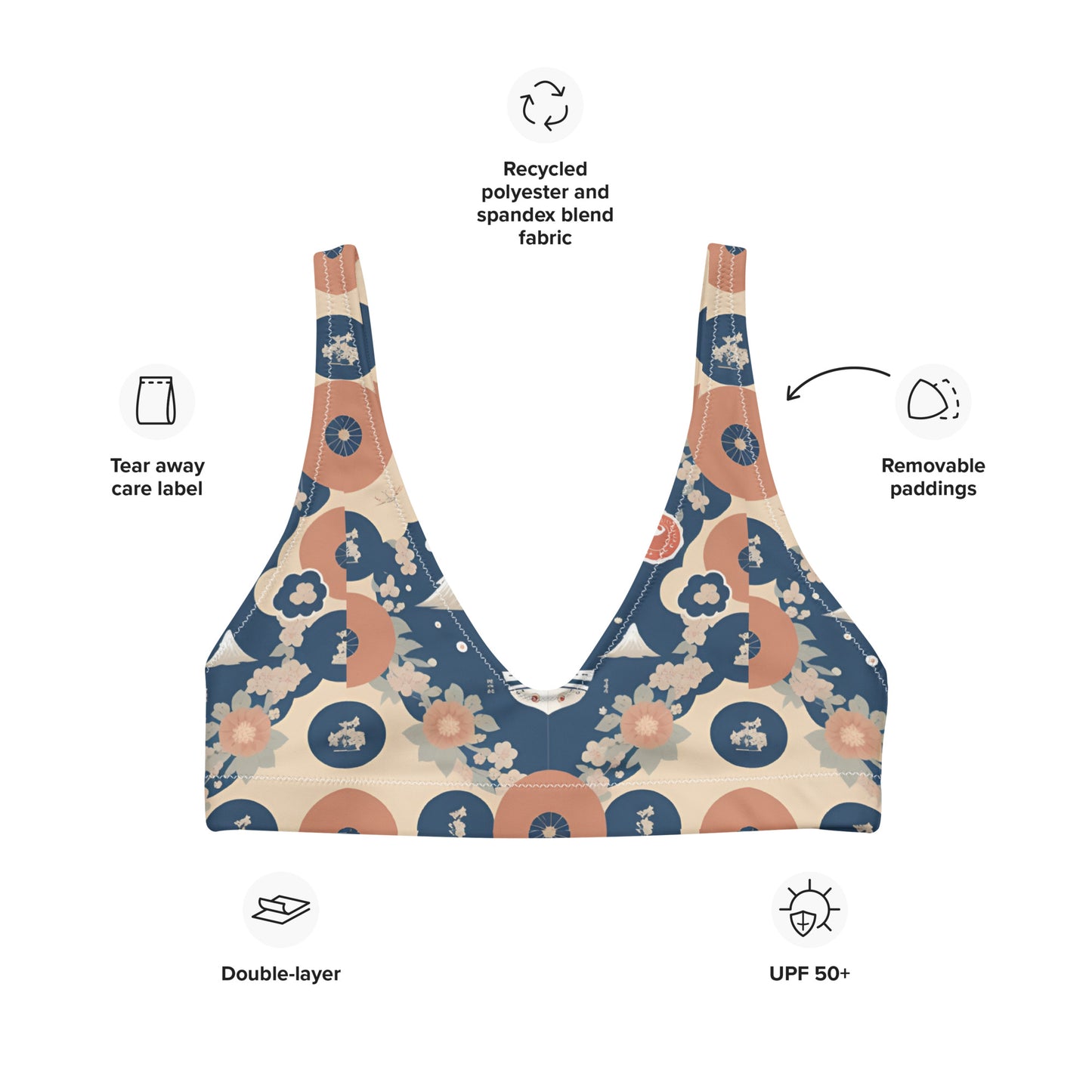 Recycled padded bikini top