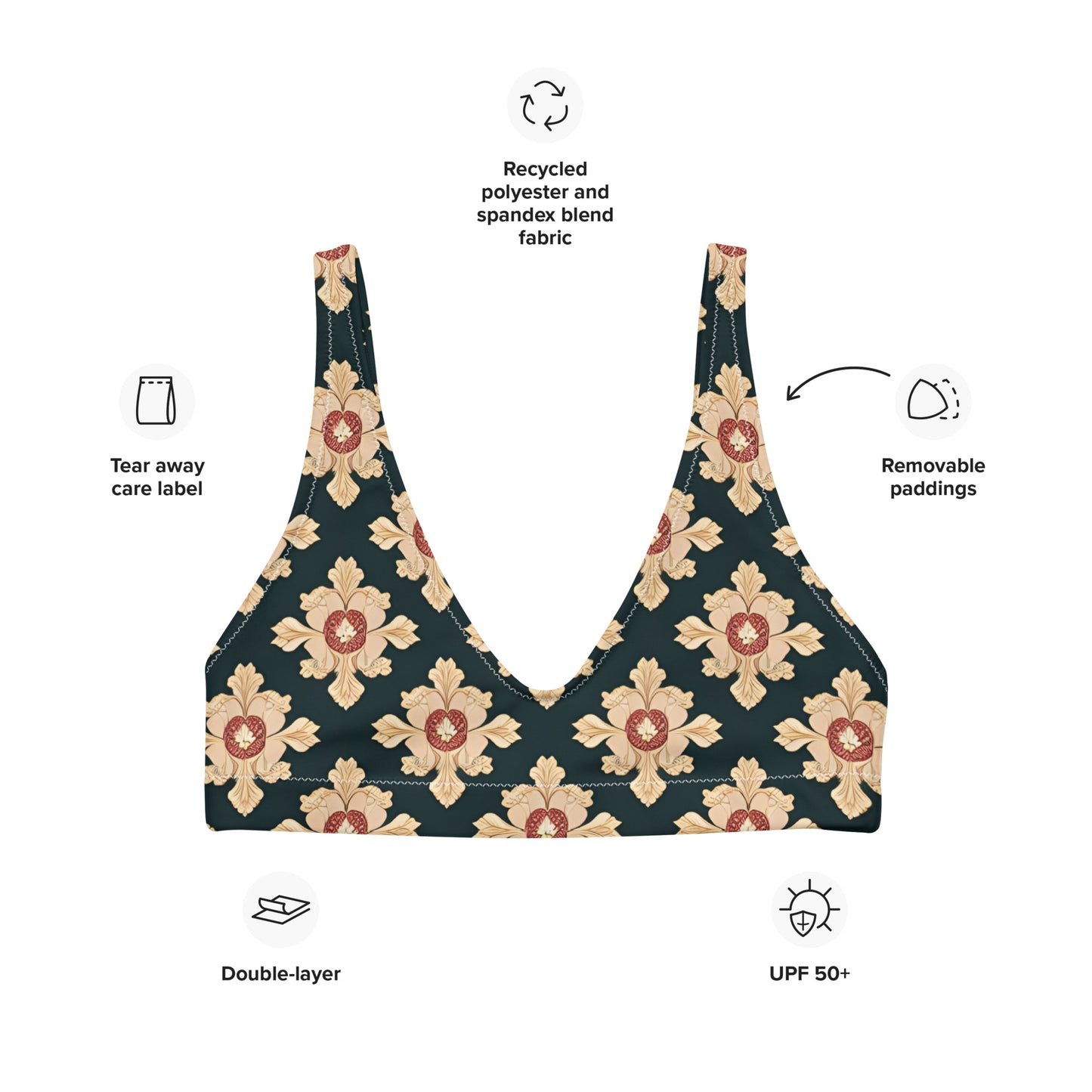 Recycled padded bikini top