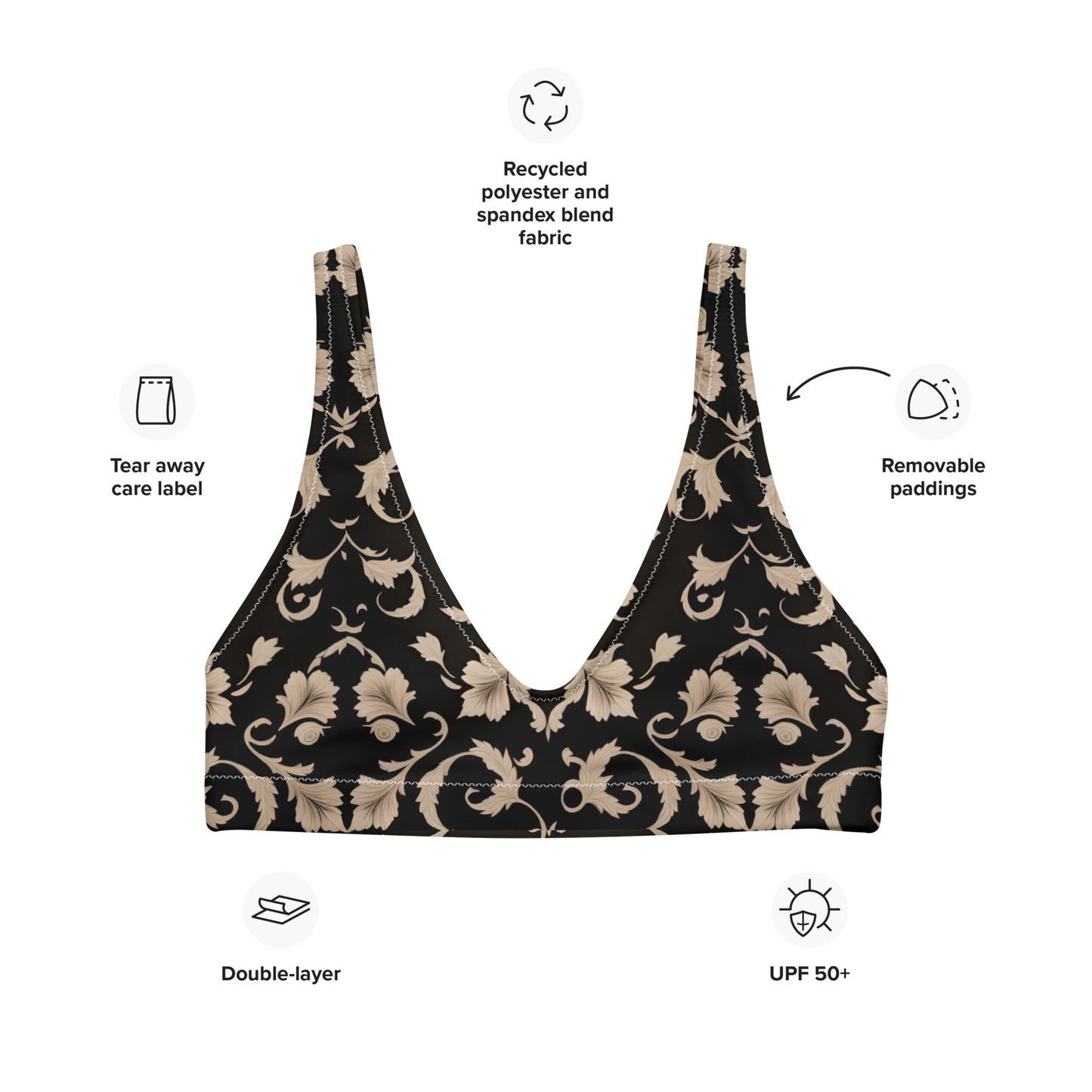 Recycled padded bikini top