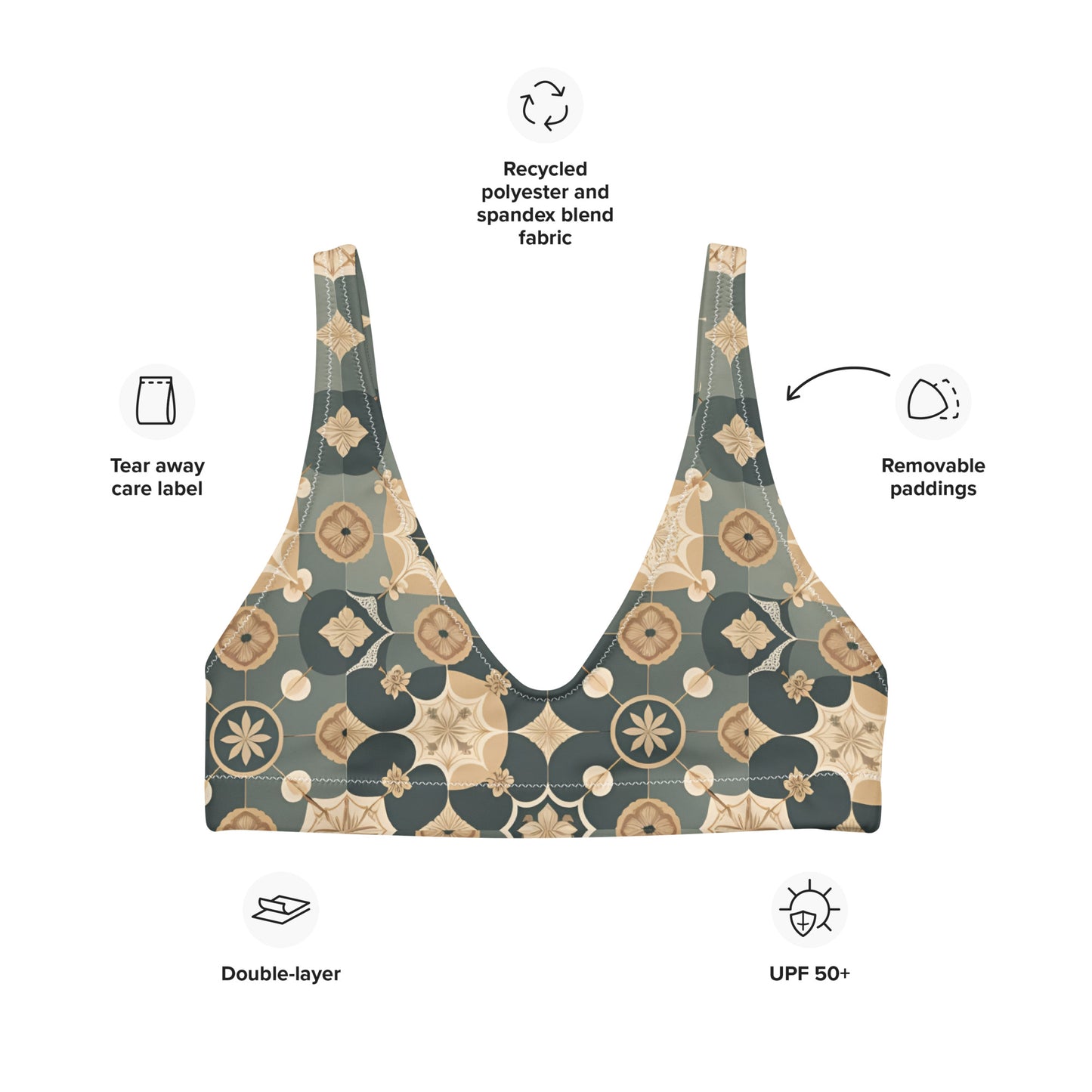 Recycled padded bikini top