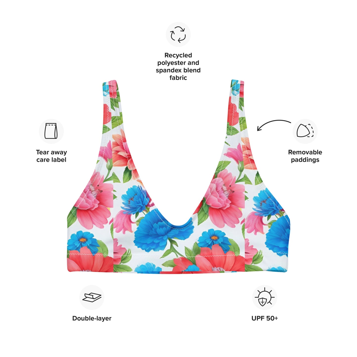 Recycled padded bikini top