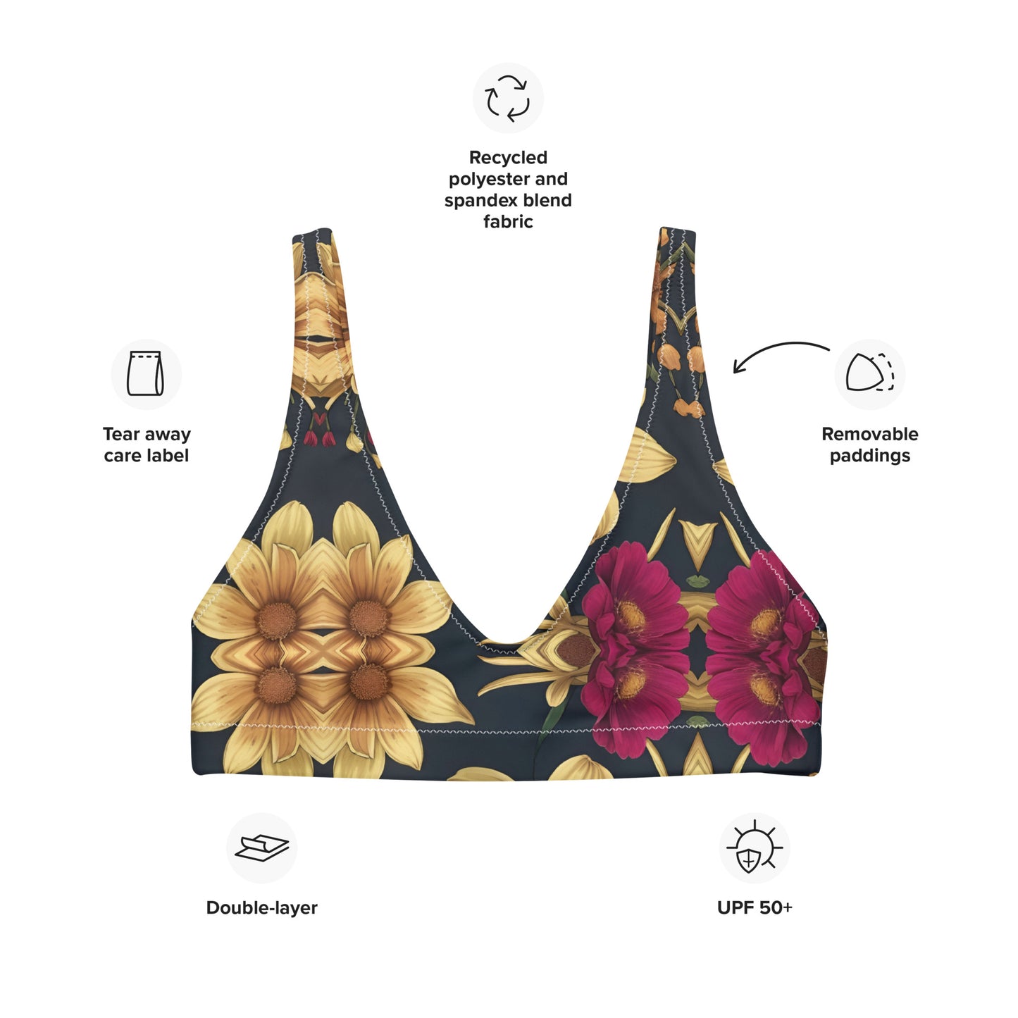 Recycled padded bikini top