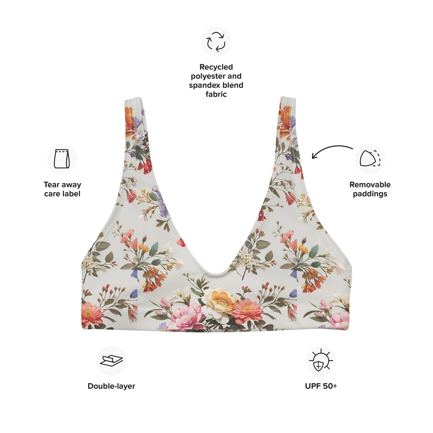 Recycled padded bikini top