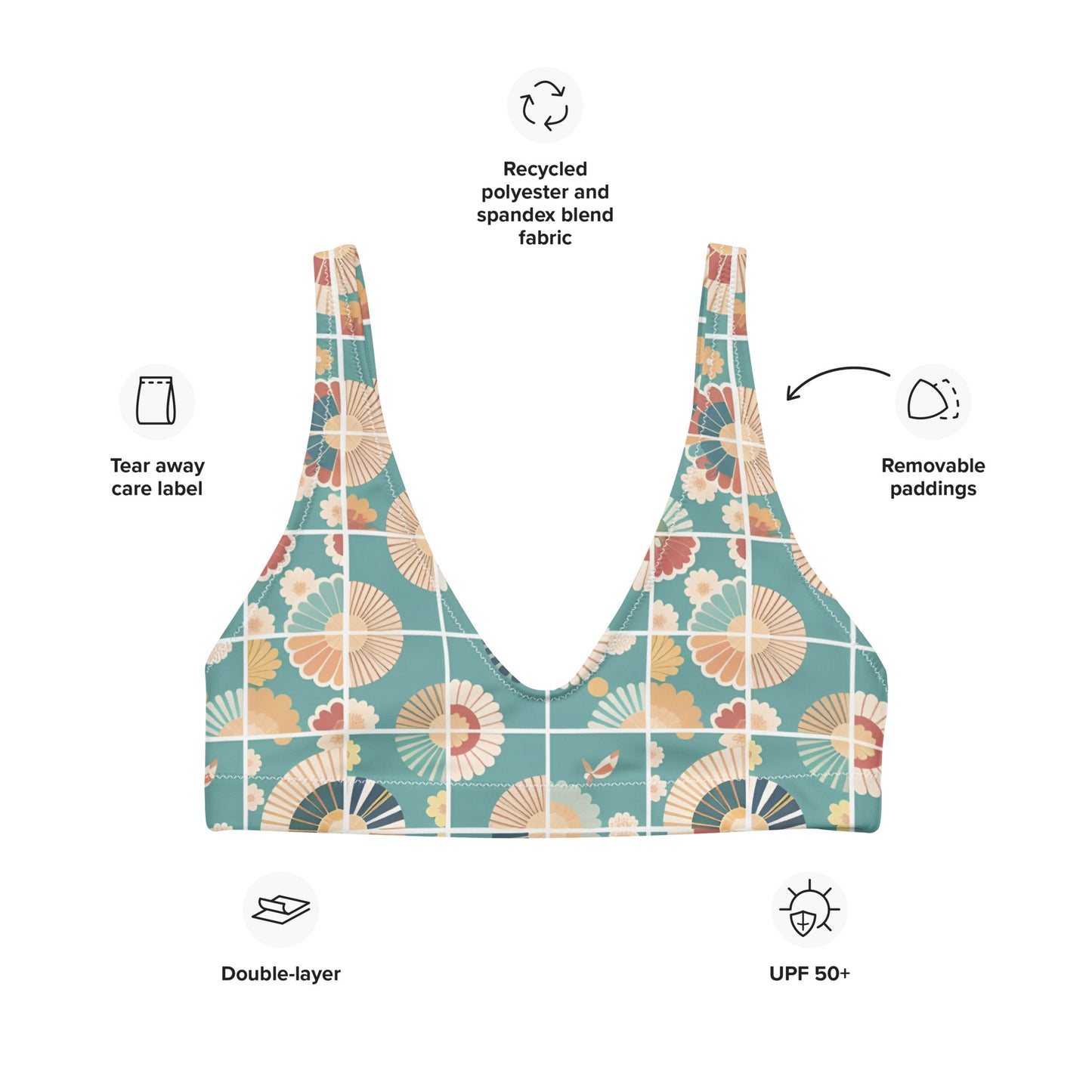 Recycled padded bikini top