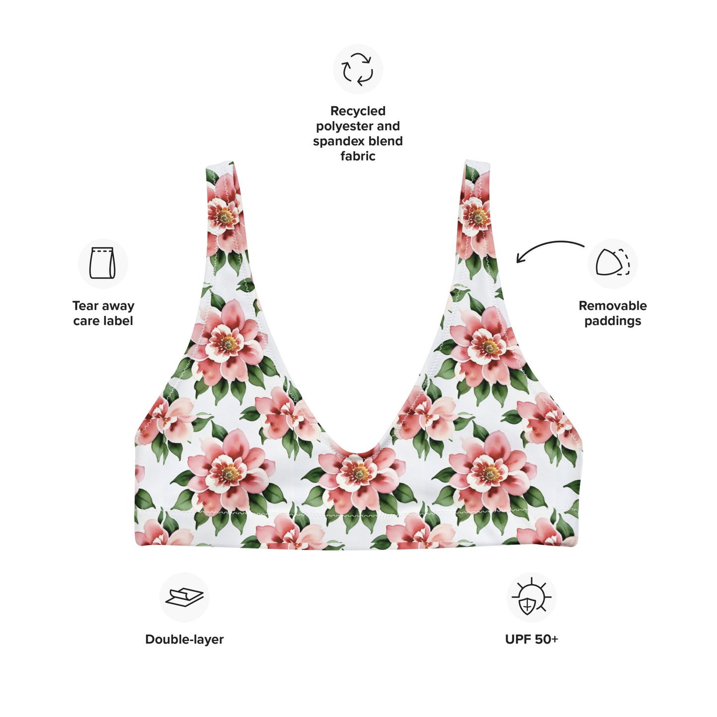 Recycled padded bikini top