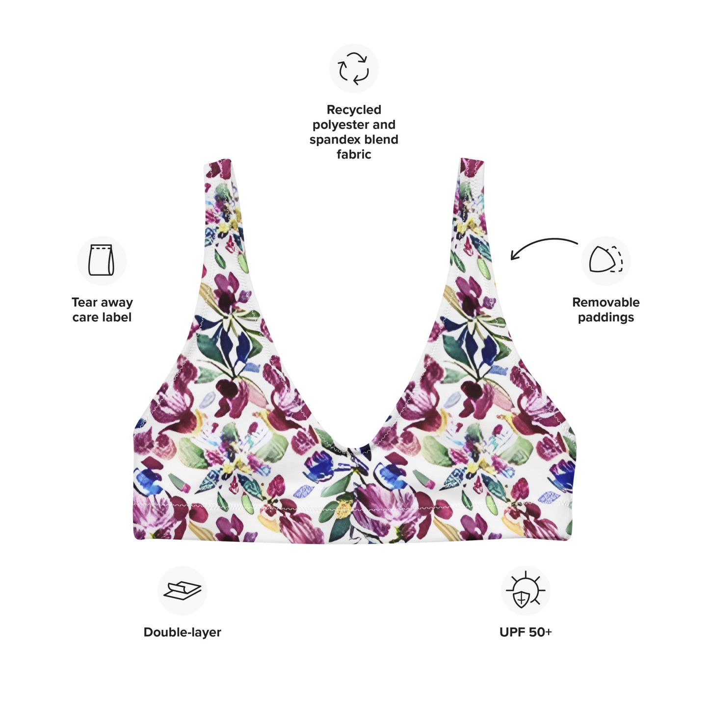 Recycled padded bikini top