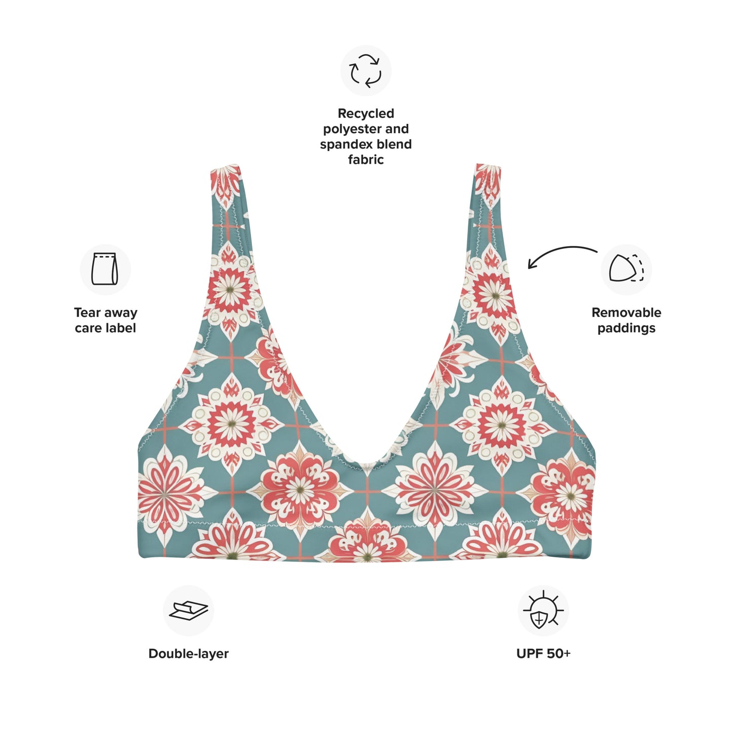 Recycled padded bikini top