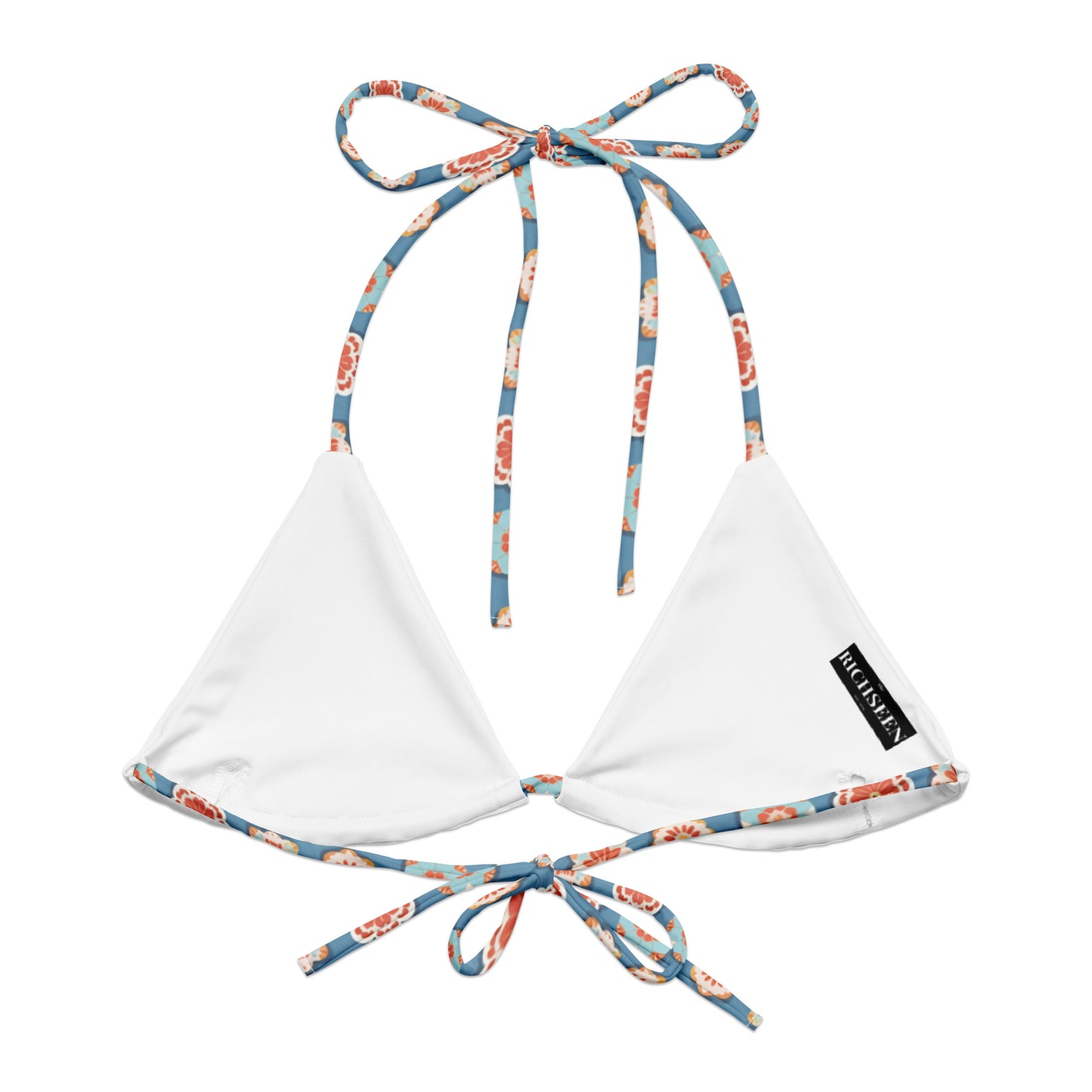 All-over print recycled string bikini top