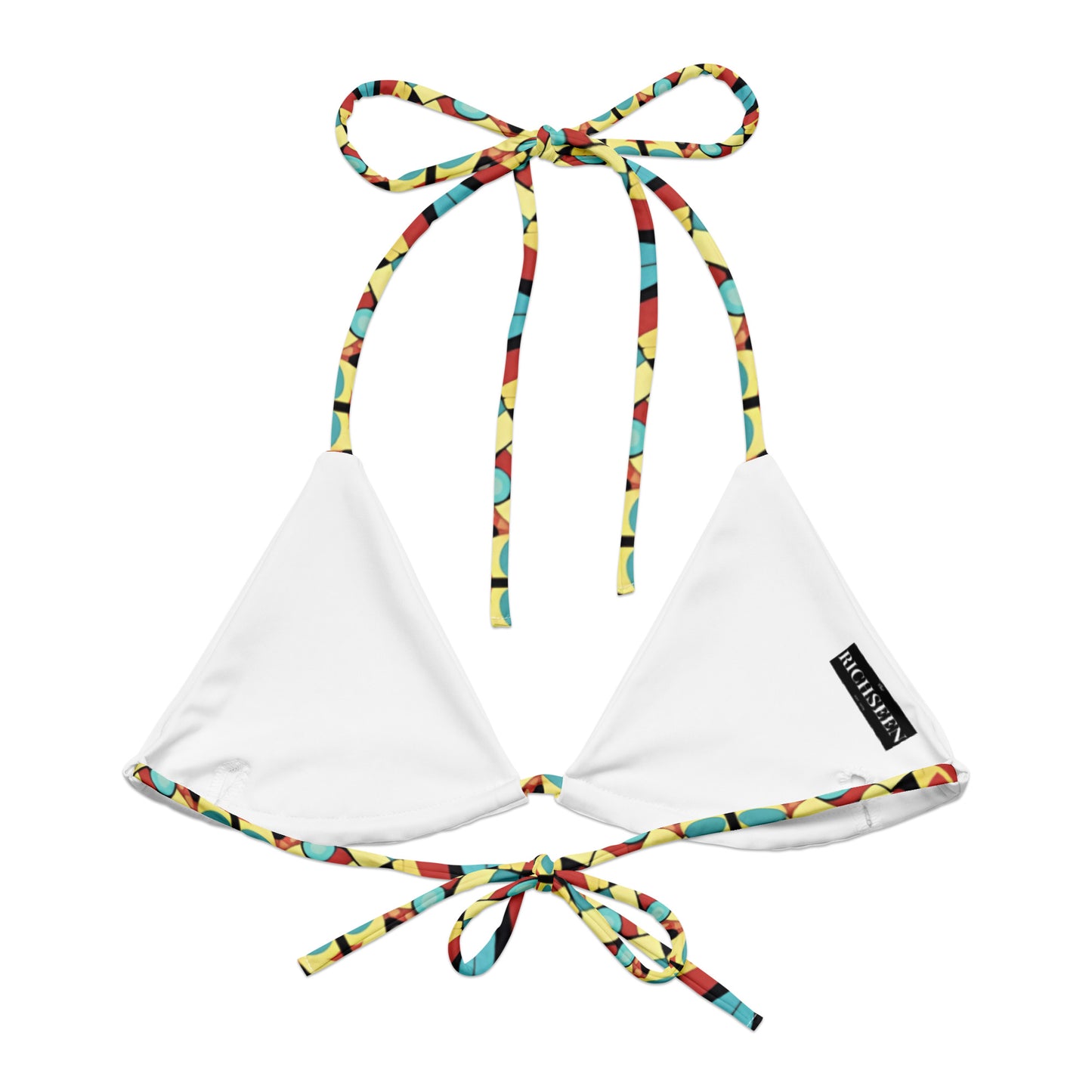 All-over print recycled string bikini top