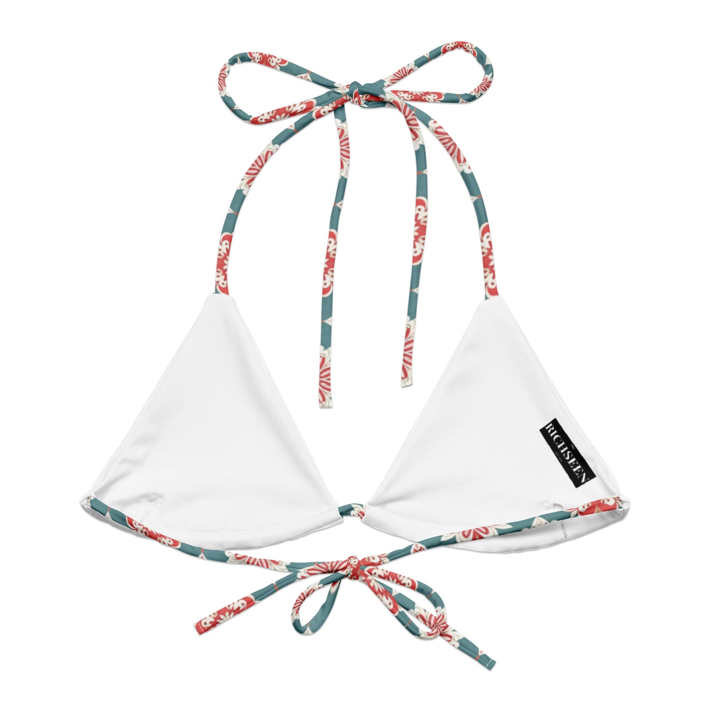 All-over print recycled string bikini top