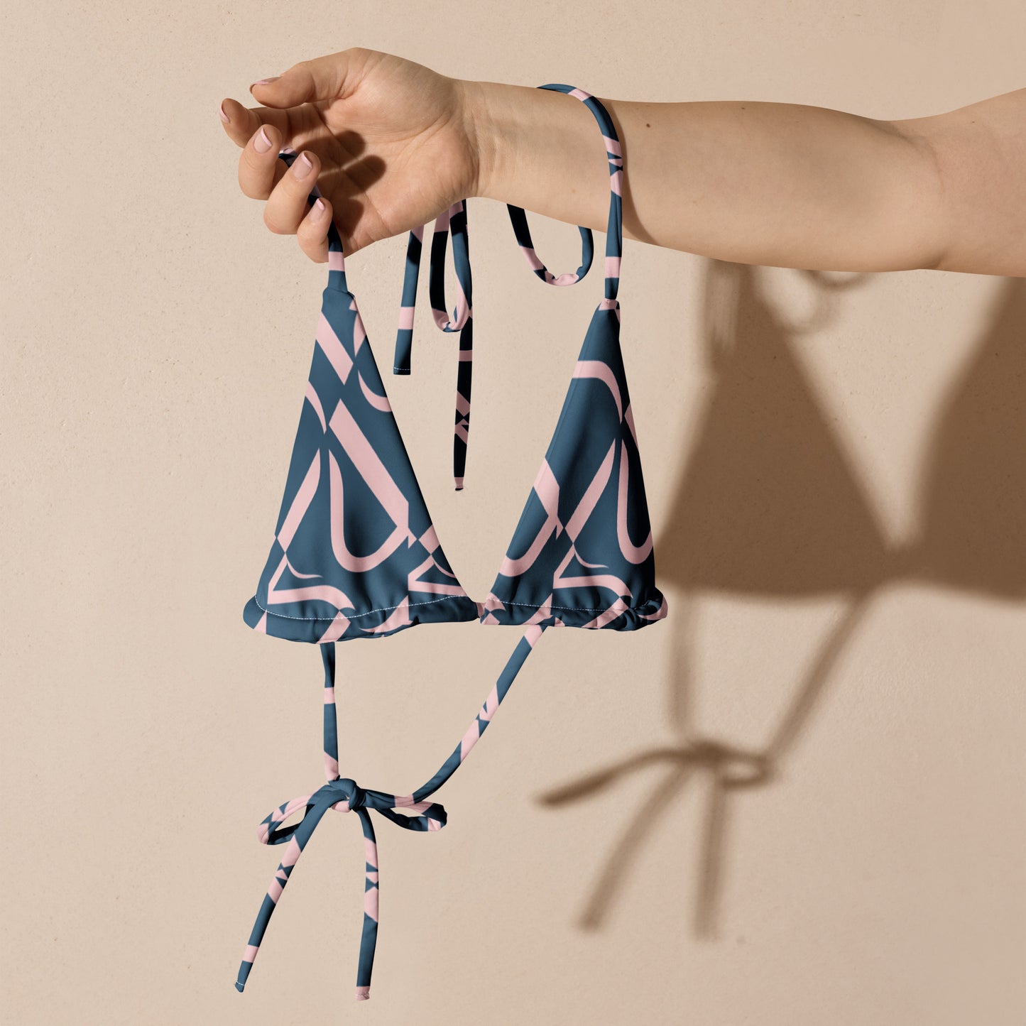 All-over print recycled string bikini top