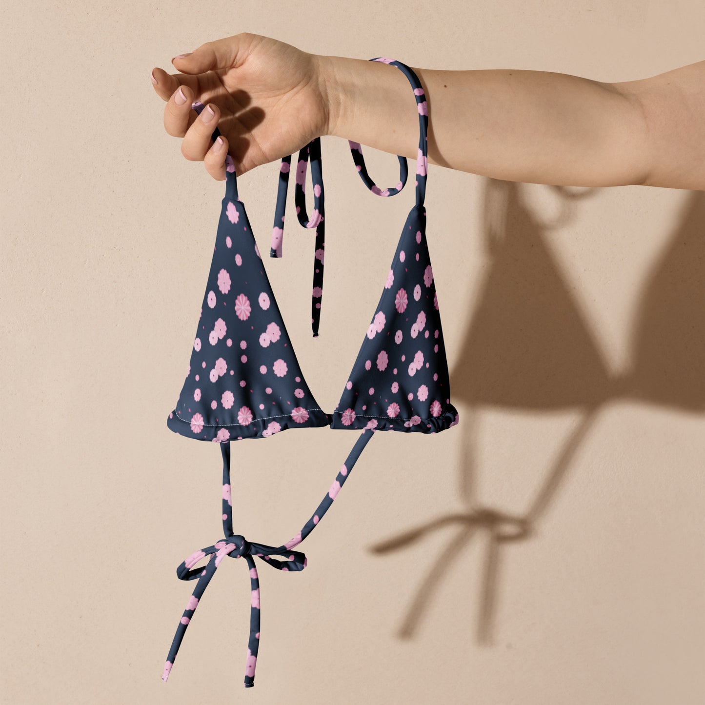 All-over print recycled string bikini top