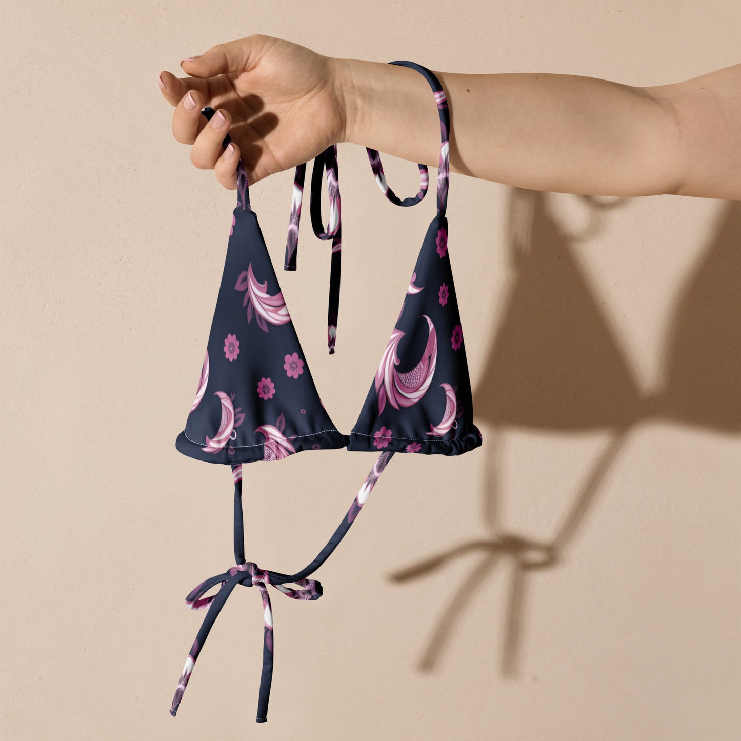 All-over print recycled string bikini top