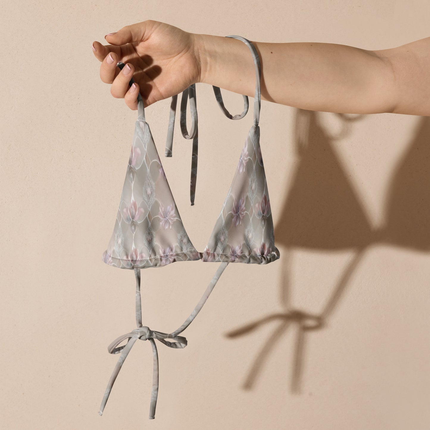 All-over print recycled string bikini top