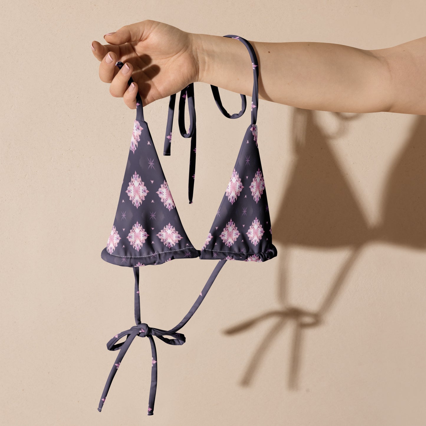 All-over print recycled string bikini top