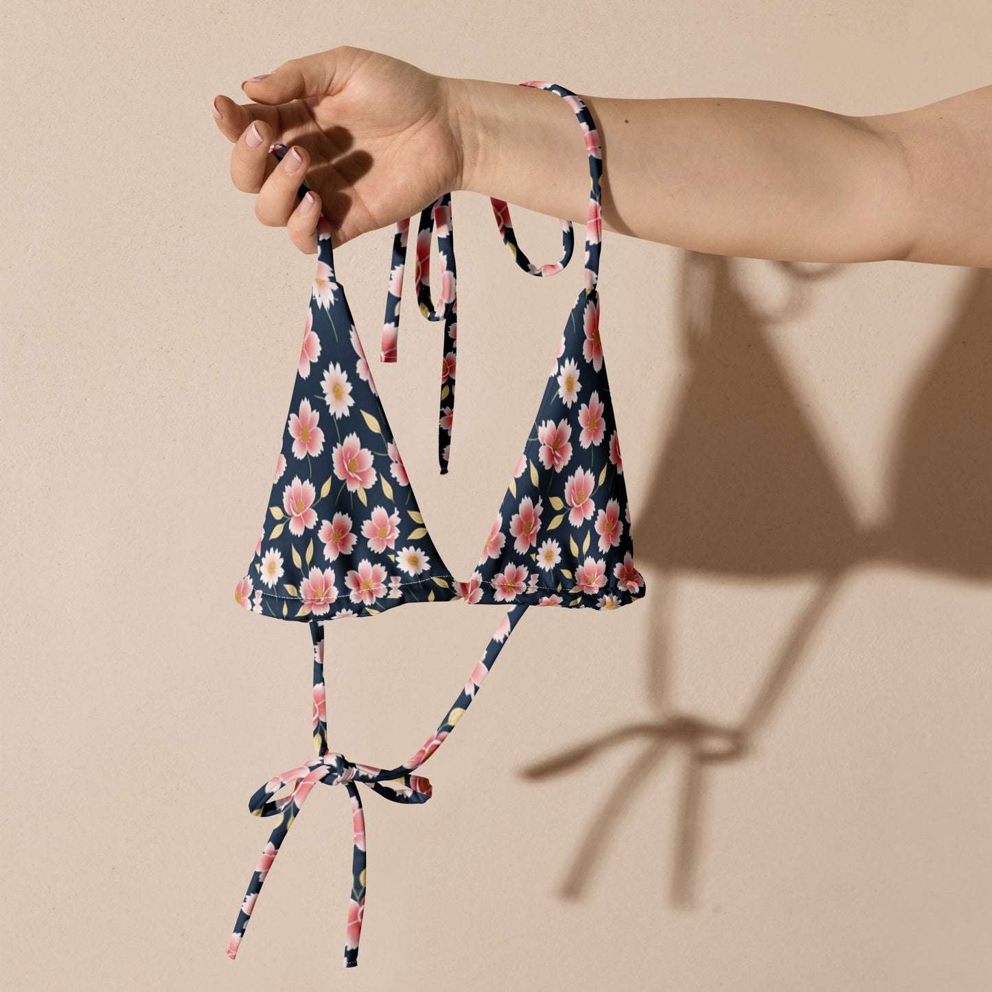 All-over print recycled string bikini top